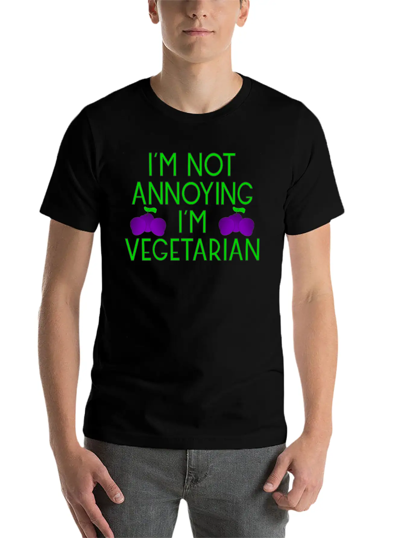Vegetarian Vegan Veggie Pflaumen Plum Zwetschgen6 Basic Graphic T-Shirt – Daily Comfort In Soft Cotton