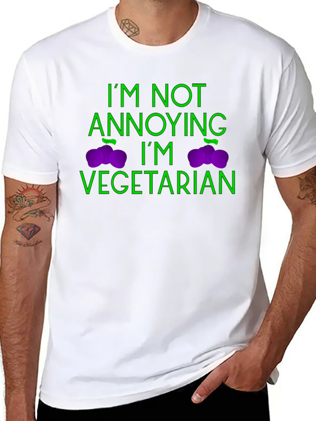 Vegetarian Vegan Veggie Pflaumen Plum Zwetschgen6 Basic Graphic T-Shirt – Daily Comfort In Soft Cotton