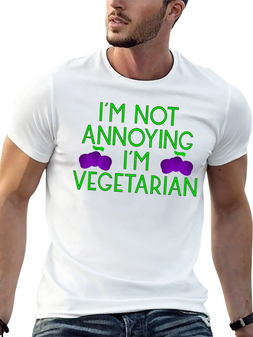 Vegetarian Vegan Veggie Pflaumen Plum Zwetschgen6 Basic Graphic T-Shirt – Daily Comfort In Soft Cotton