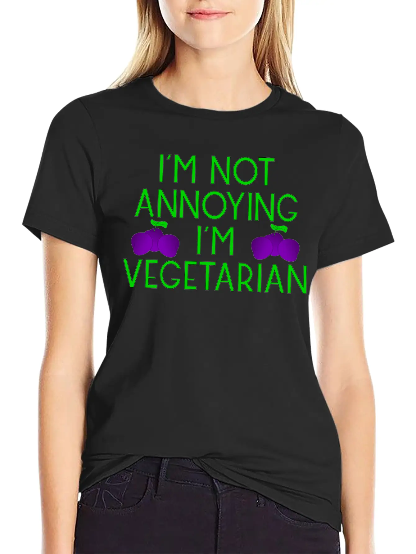 Vegetarian Vegan Veggie Pflaumen Plum Zwetschgen6 Basic Graphic T-Shirt – Daily Comfort In Soft Cotton