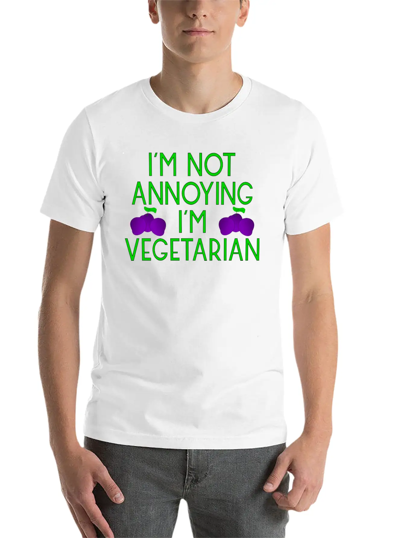 Vegetarian Vegan Veggie Pflaumen Plum Zwetschgen6 Basic Graphic T-Shirt – Daily Comfort In Soft Cotton
