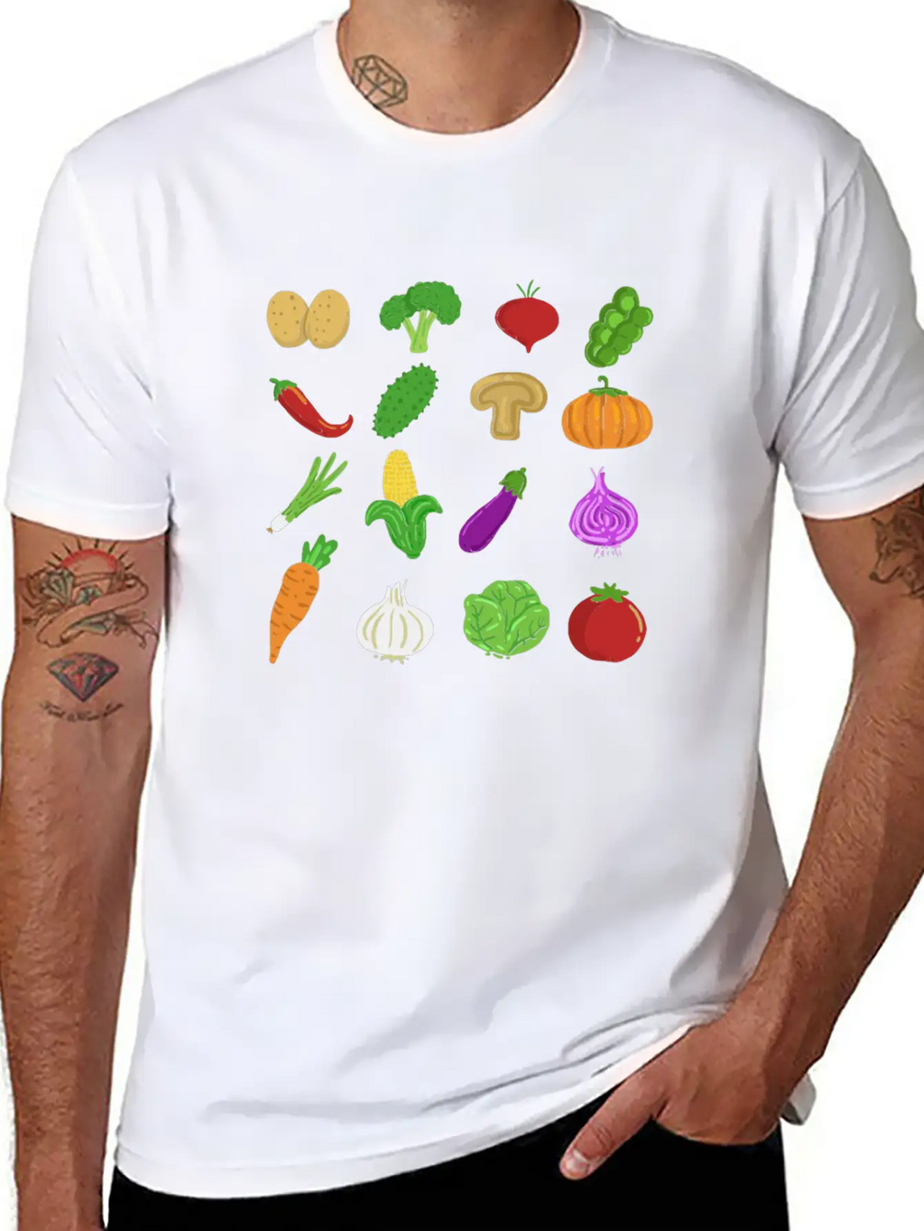 Veggie Icons Vegan Healthy Gift Vegetarian Classic Cotton Tee – Unisex Comfort For Any Season