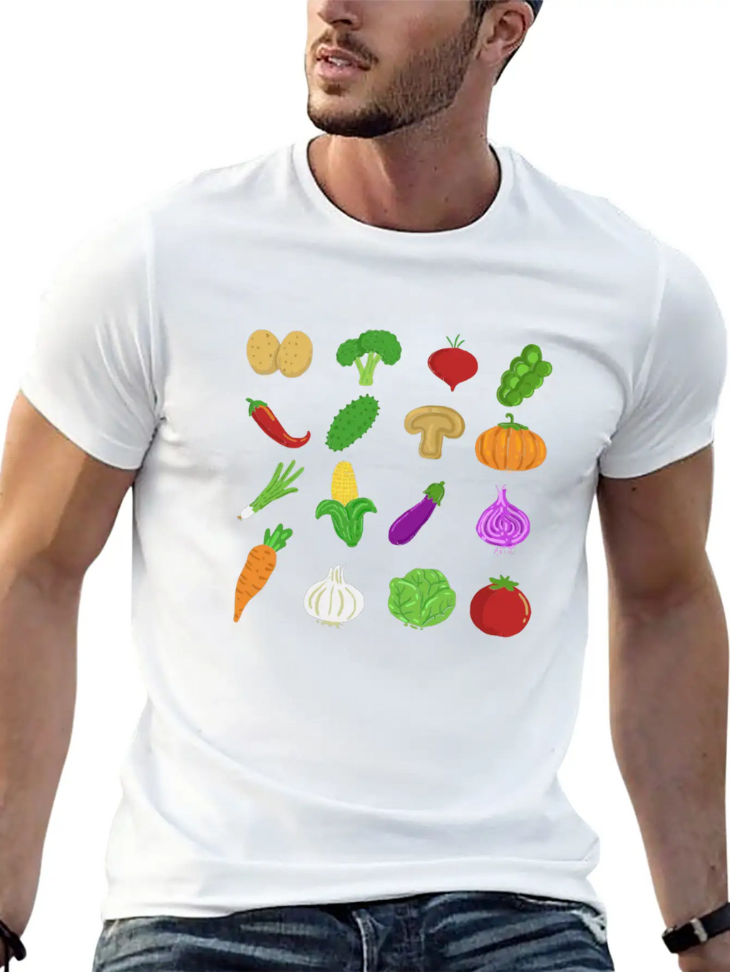 Veggie Icons Vegan Healthy Gift Vegetarian Classic Cotton Tee – Unisex Comfort For Any Season