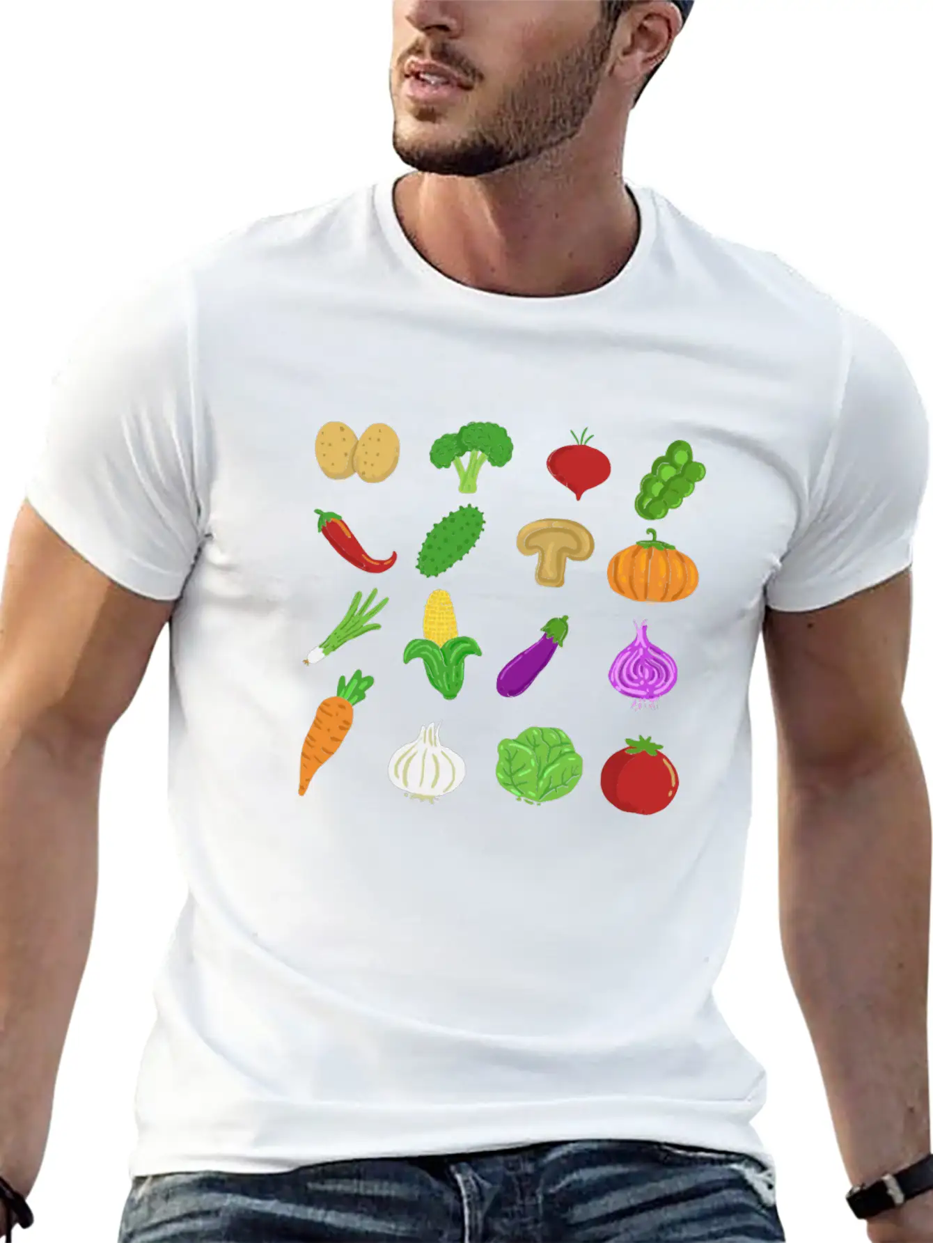 Veggie Icons Vegan Healthy Gift Vegetarian Classic Cotton Tee – Unisex Comfort For Any Season