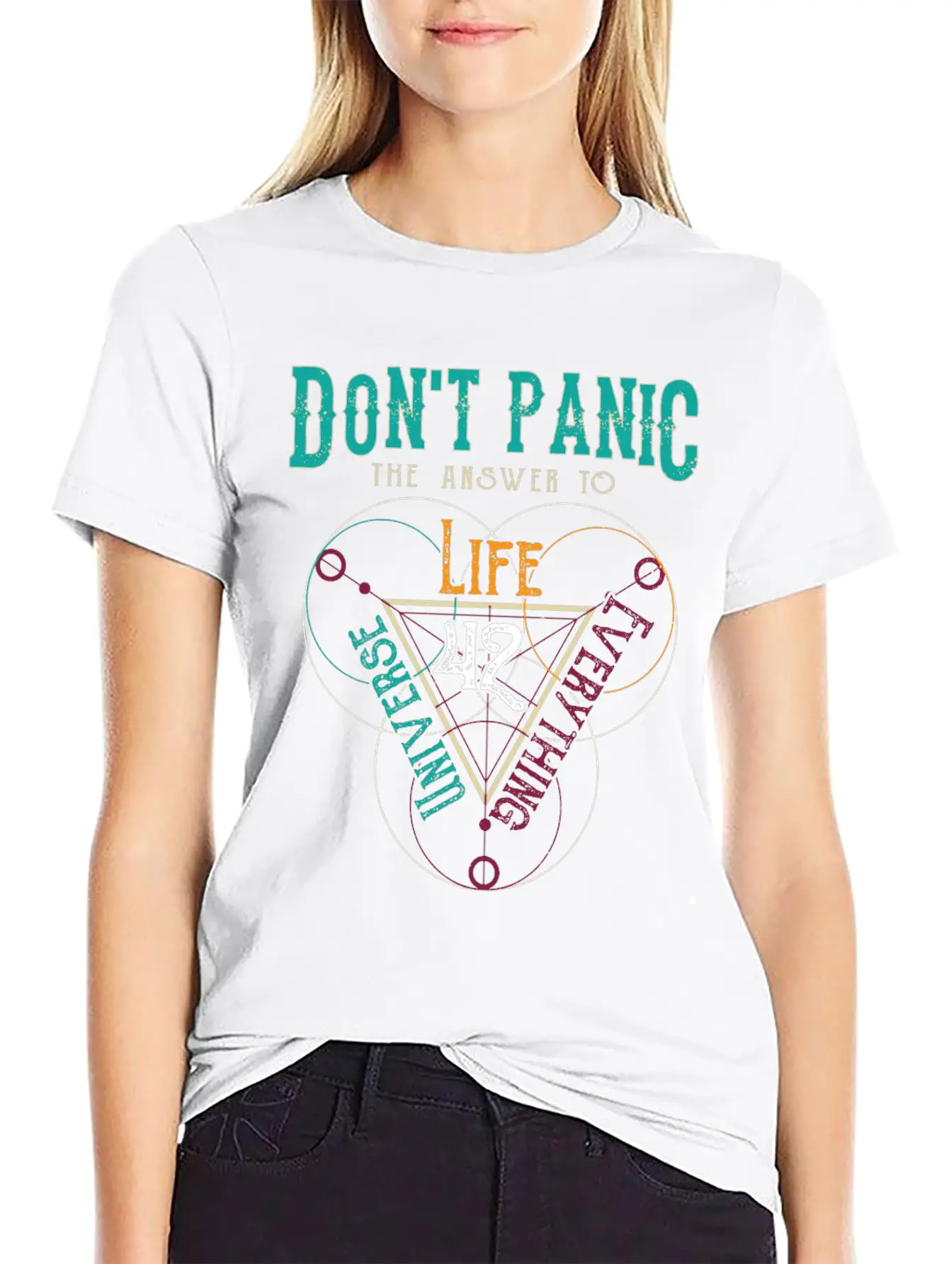 Venn Diagram Life Universe And Everything-42 Modern Fit Casual T-Shirt – Clean And Versatile Design
