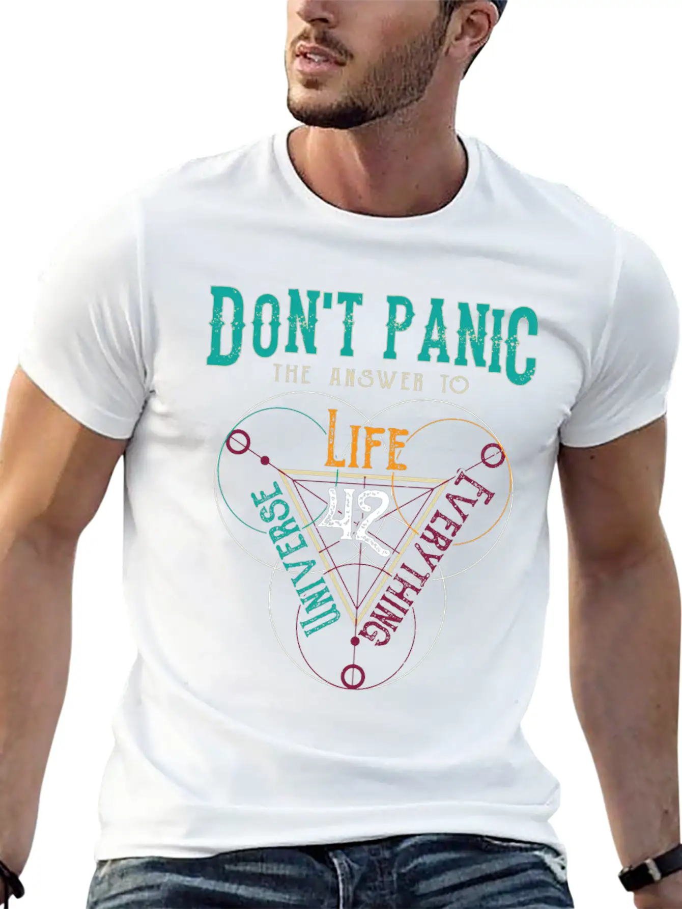 Venn Diagram Life Universe And Everything-42 Modern Fit Casual T-Shirt – Clean And Versatile Design