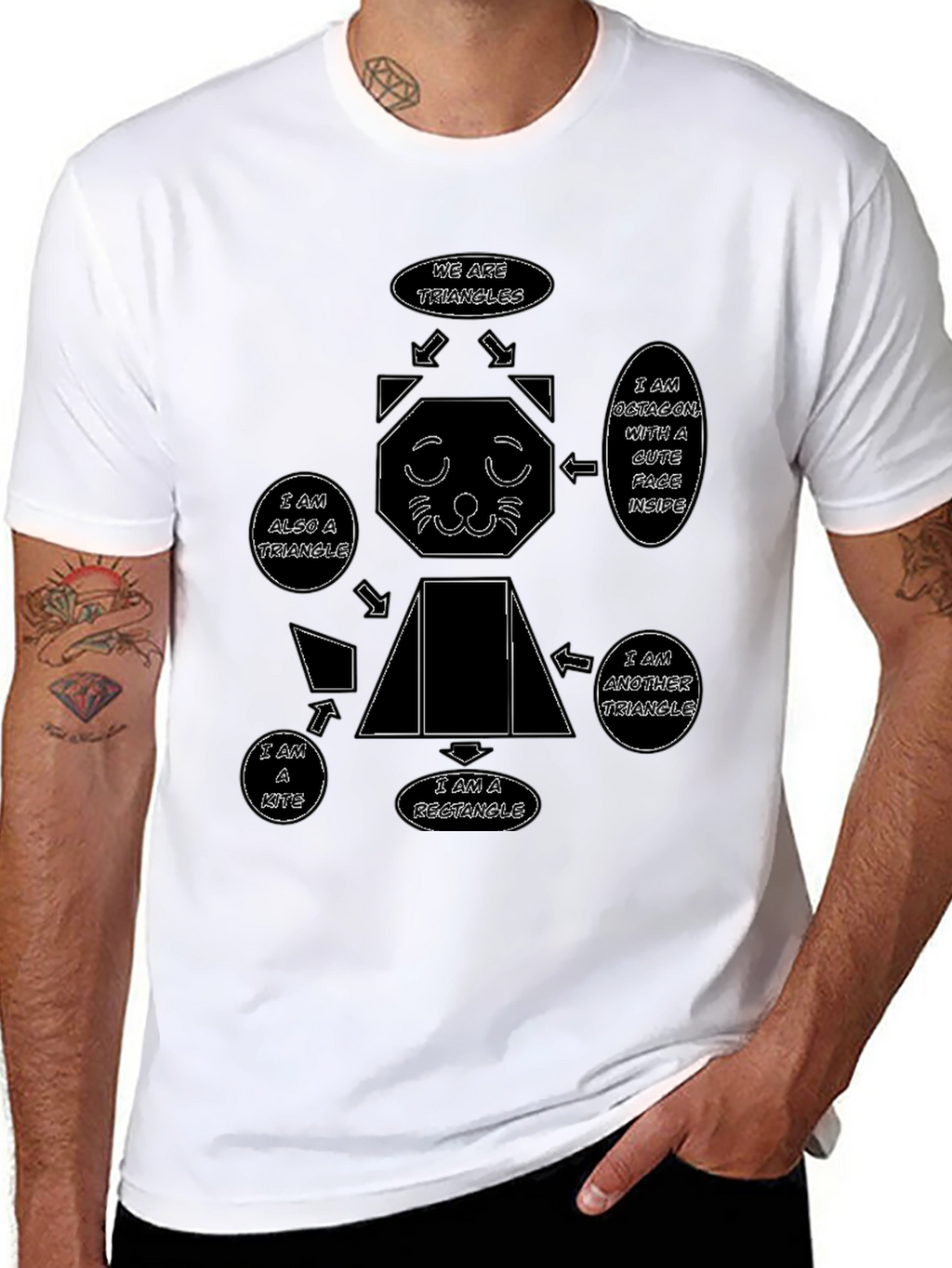 Geometric Cat T-Shirt - Unique Design