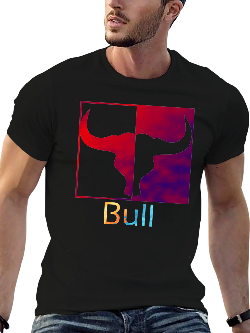 Bold Bull Graphic Tee - Stylish Mens Black T-Shirt