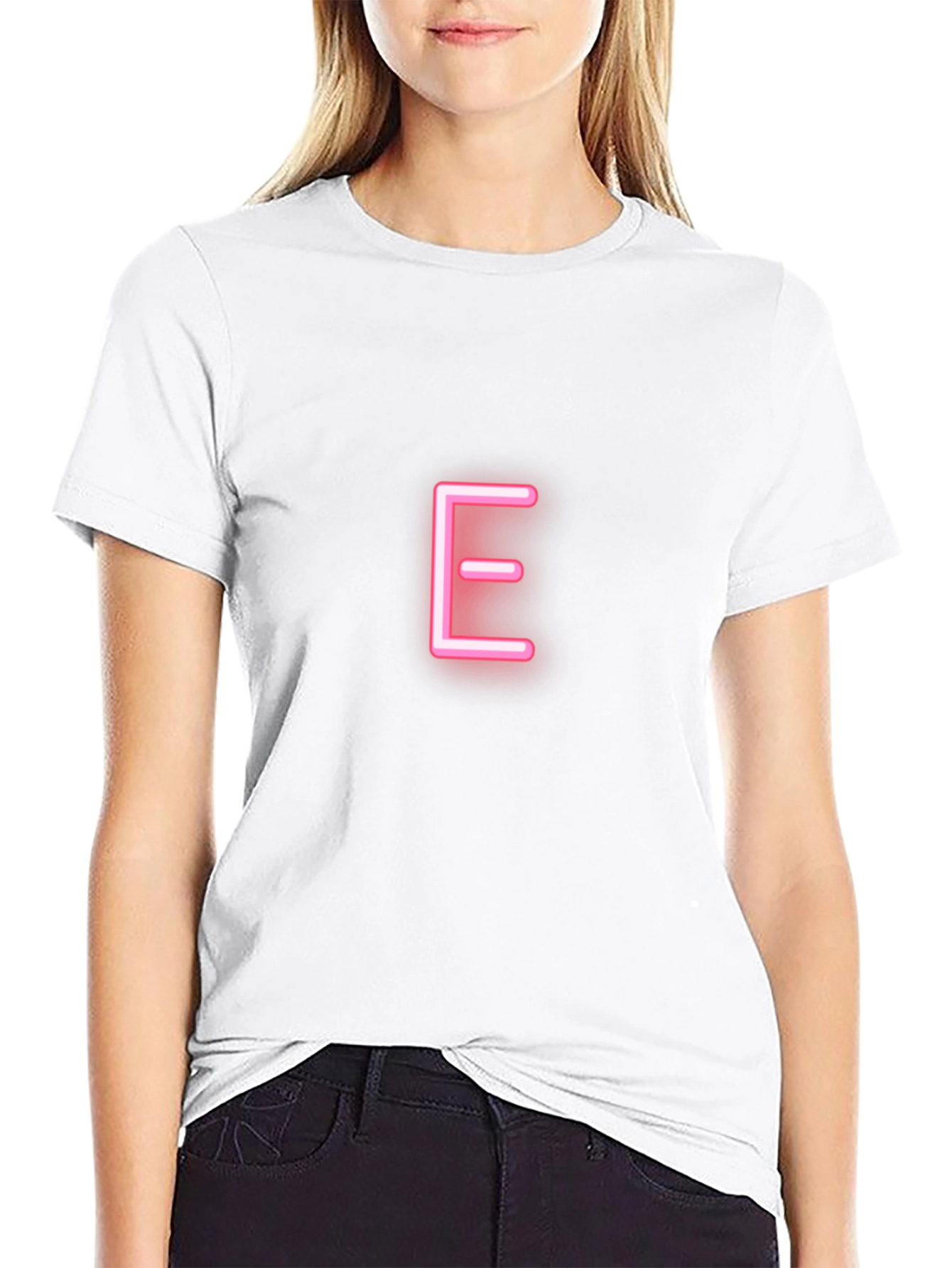 Neon Letter E T-Shirt - Black