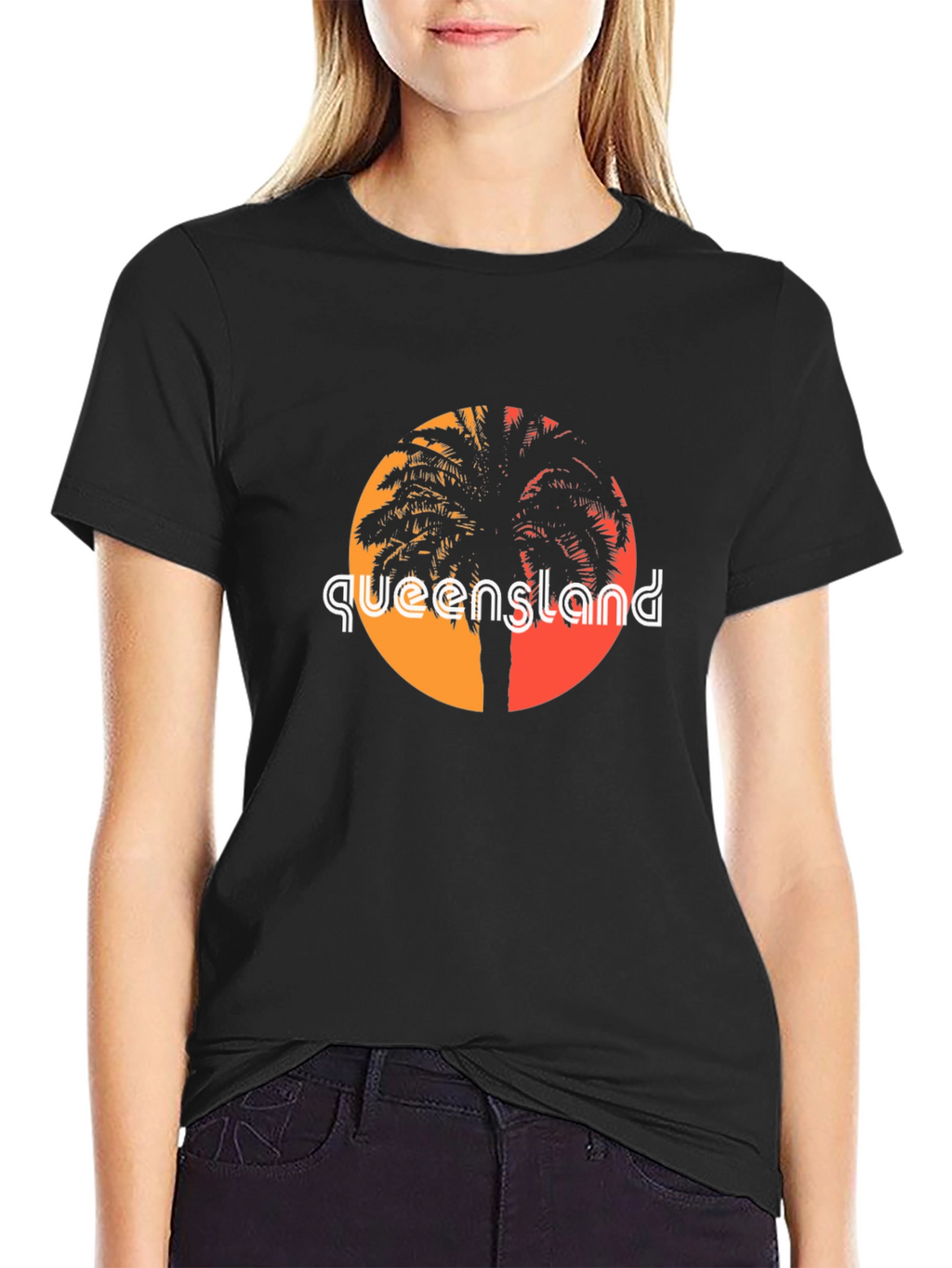 Queensland Palm Tree Black T-Shirt