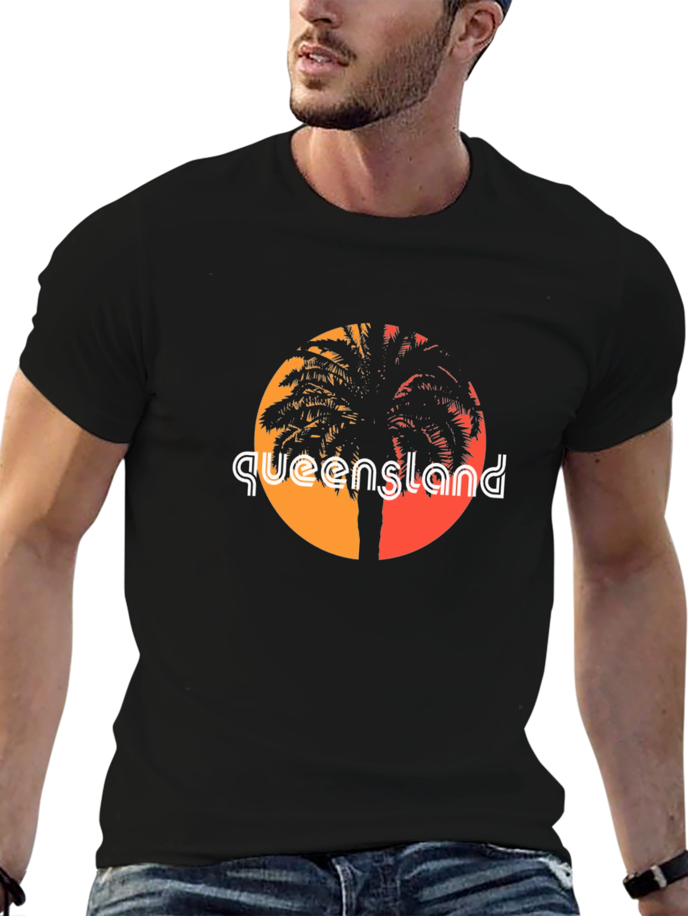 Queensland Palm Tree Black T-Shirt