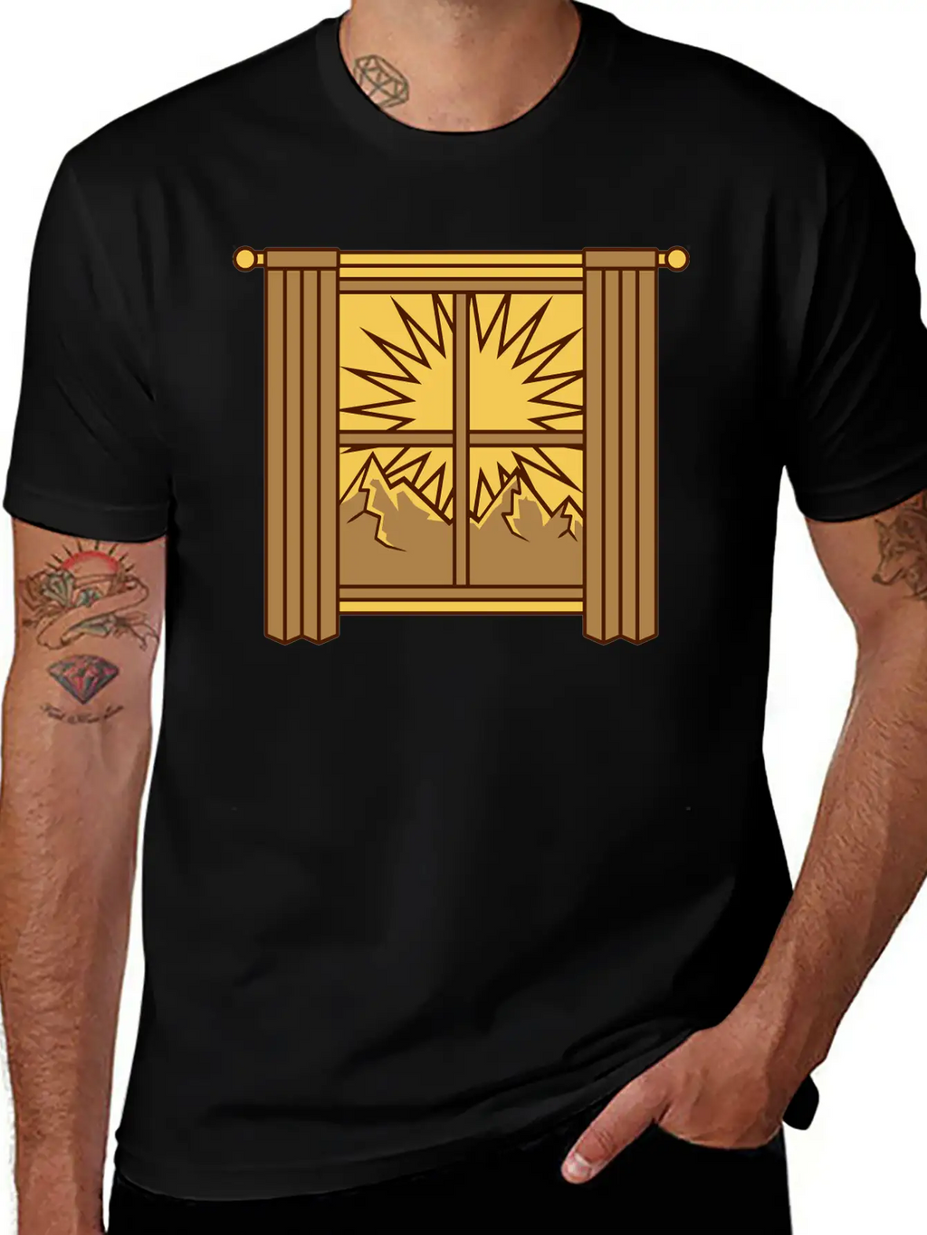 View Mountains Window Curtain Classic Cotton Tee – Unisex Comfort For Any Season