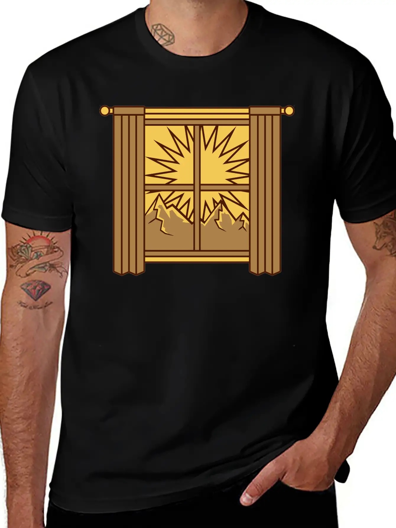 View Mountains Window Curtain Classic Cotton Tee – Unisex Comfort For Any Season