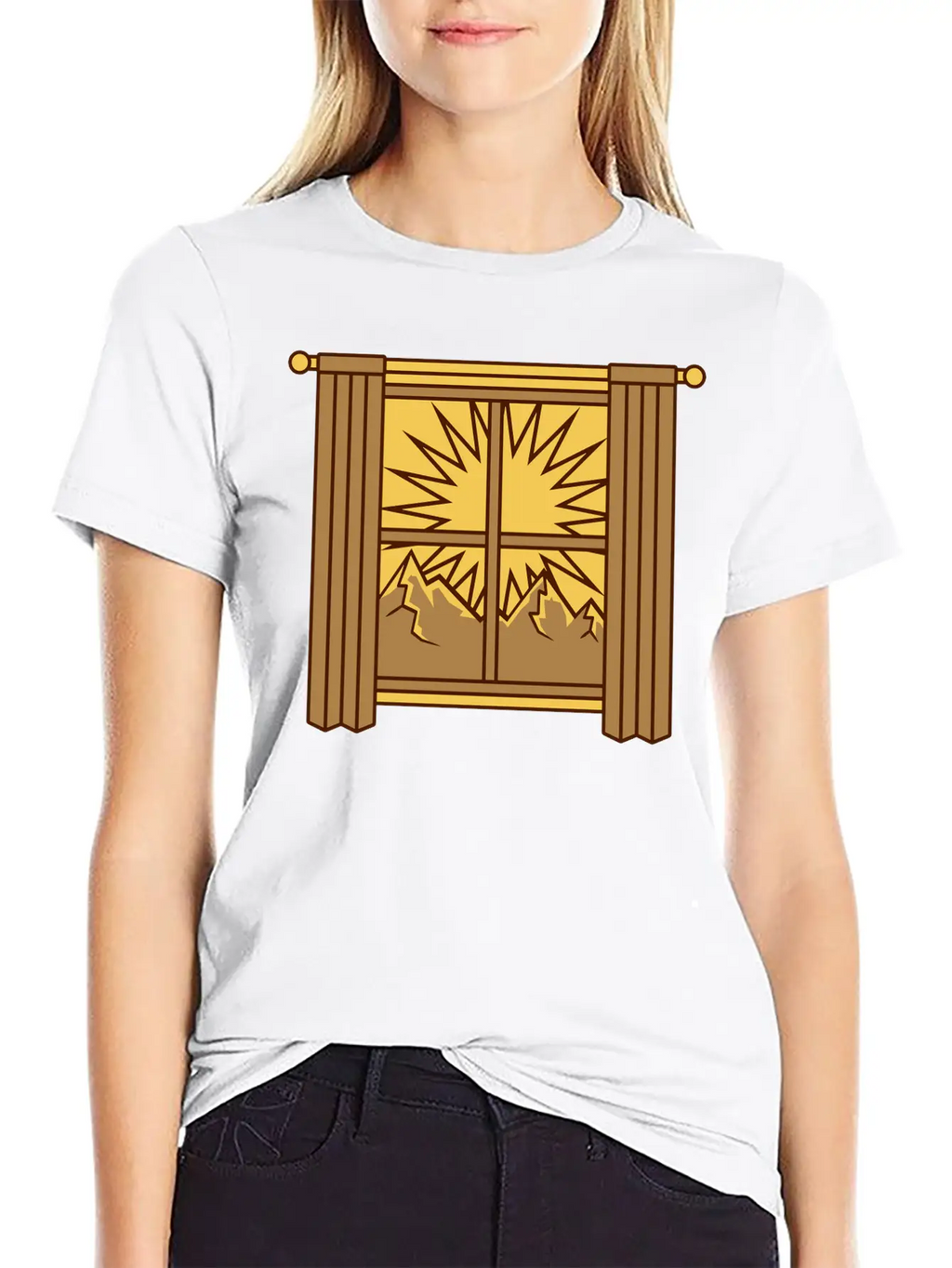 View Mountains Window Curtain Classic Cotton Tee – Unisex Comfort For Any Season