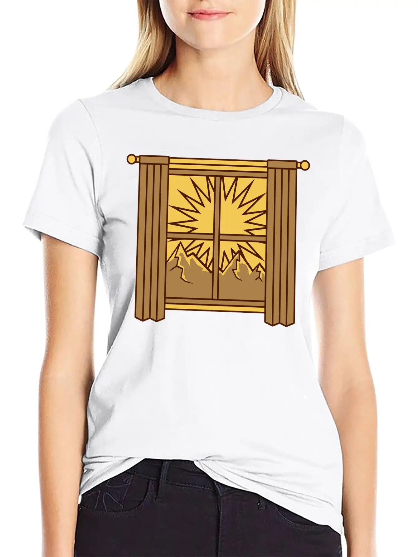 View Mountains Window Curtain Classic Cotton Tee – Unisex Comfort For Any Season