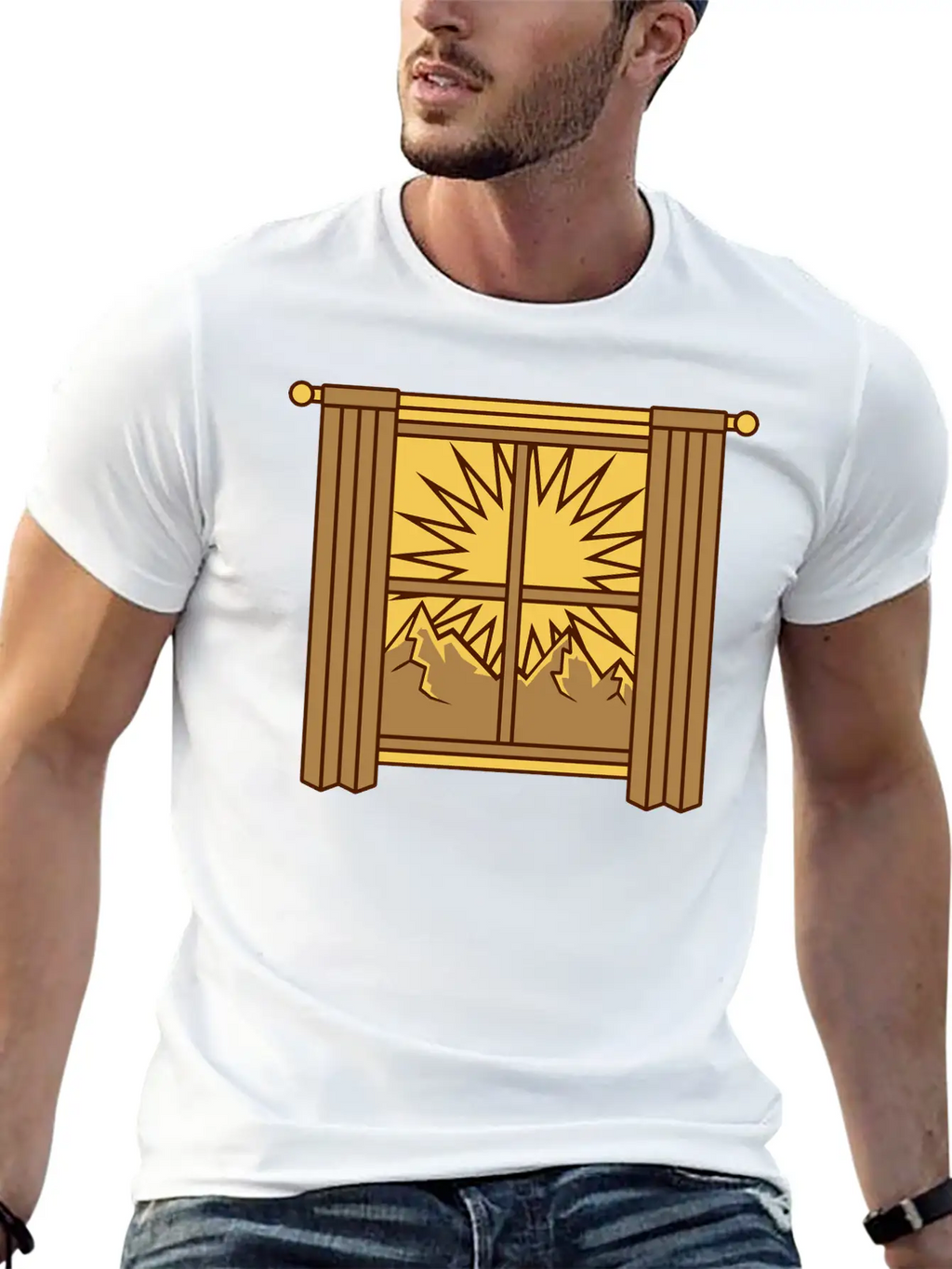 View Mountains Window Curtain Classic Cotton Tee – Unisex Comfort For Any Season