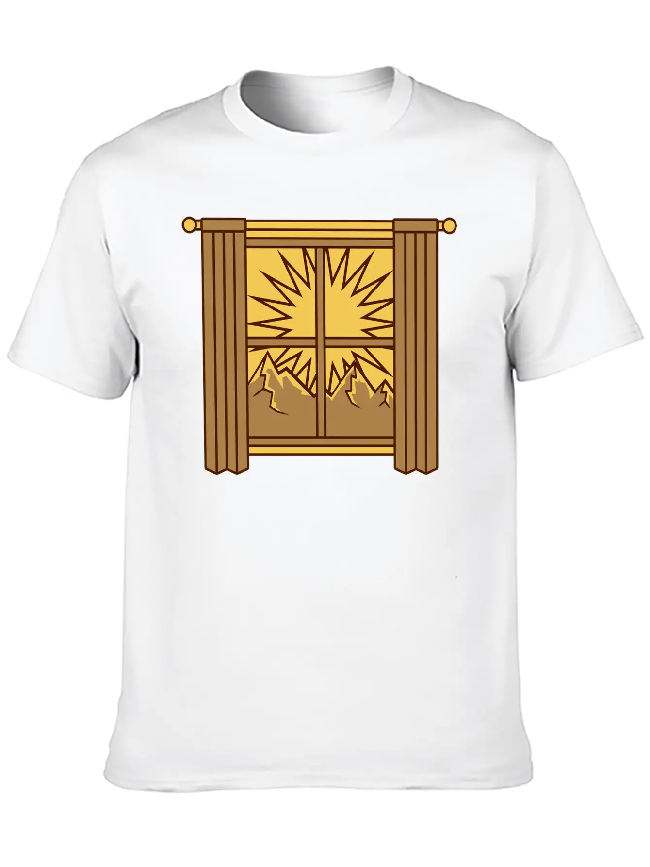 View Mountains Window Curtain Classic Cotton Tee – Unisex Comfort For Any Season