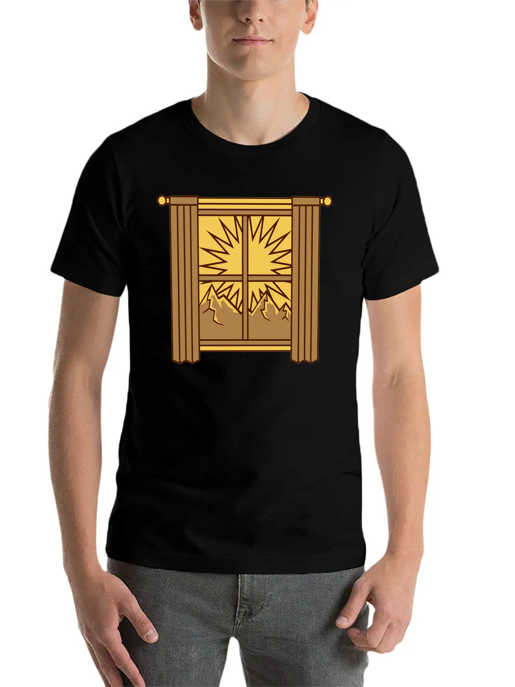 View Mountains Window Curtain Classic Cotton Tee – Unisex Comfort For Any Season