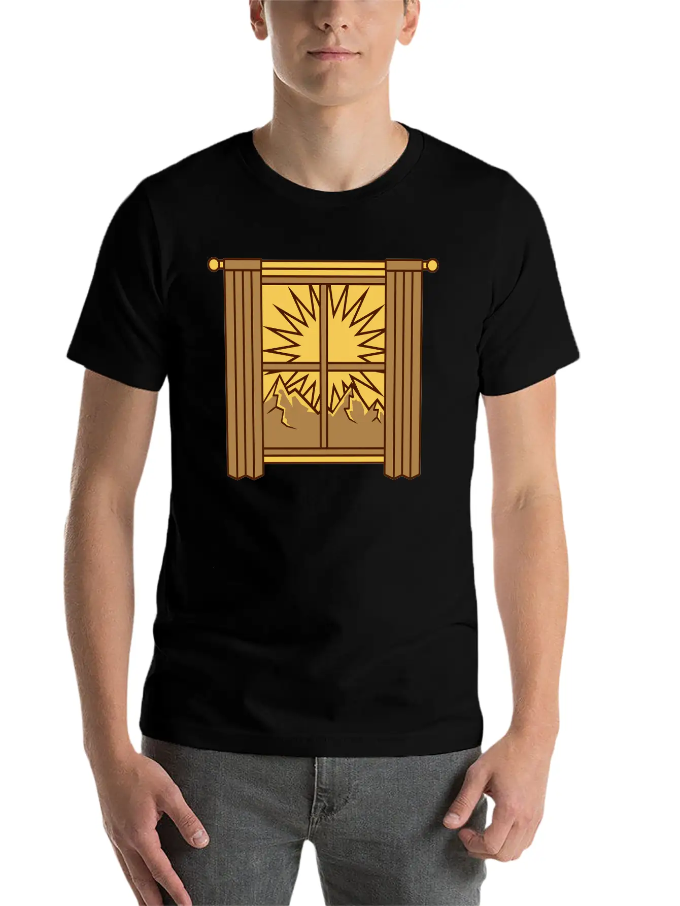 View Mountains Window Curtain Classic Cotton Tee – Unisex Comfort For Any Season
