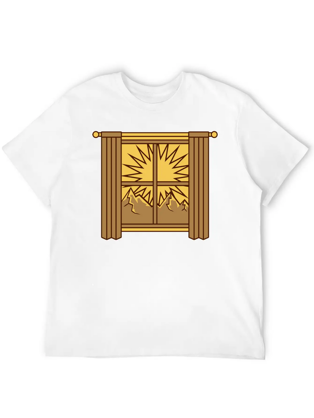 View Mountains Window Curtain Classic Cotton Tee – Unisex Comfort For Any Season