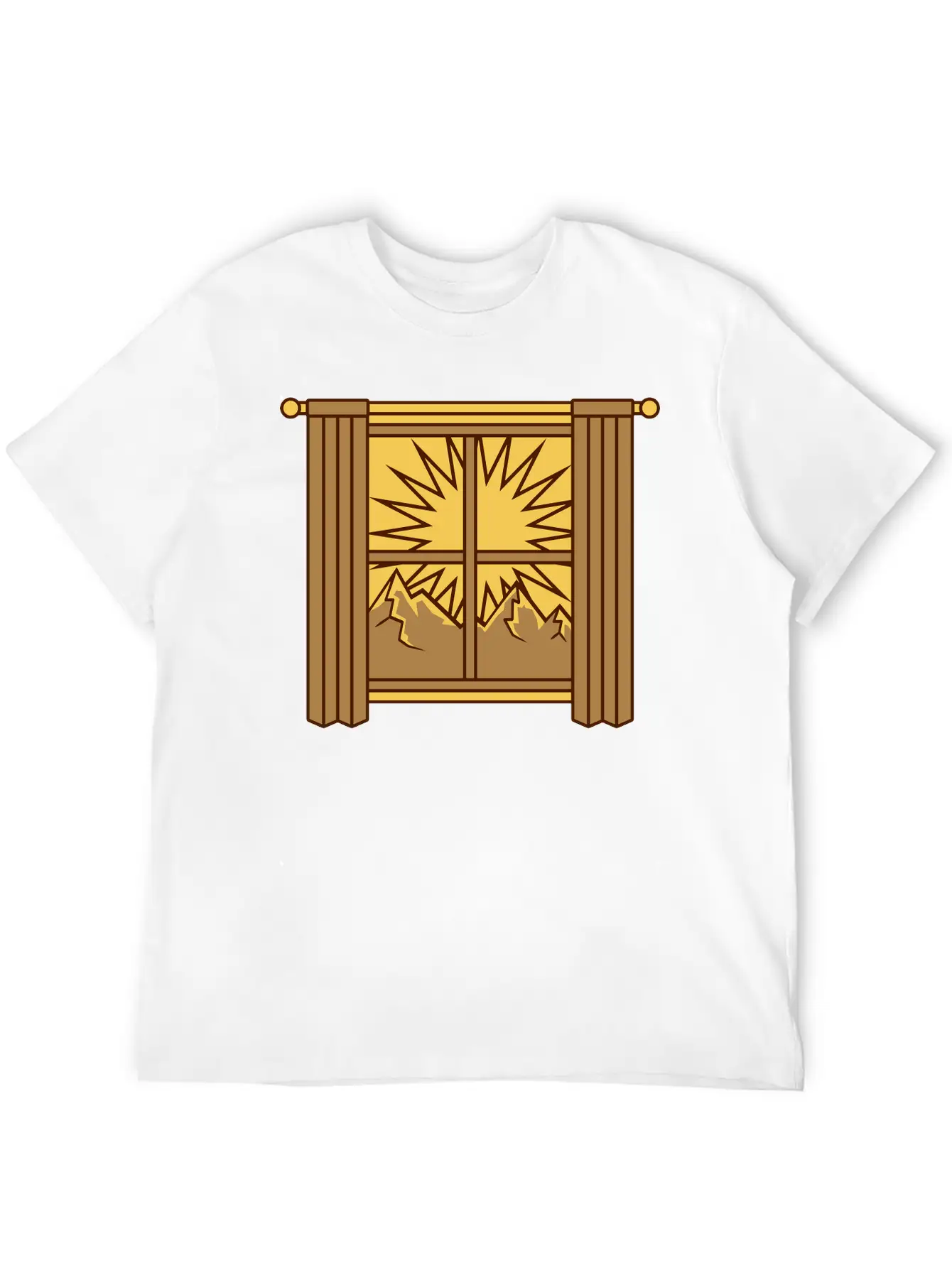 View Mountains Window Curtain Classic Cotton Tee – Unisex Comfort For Any Season