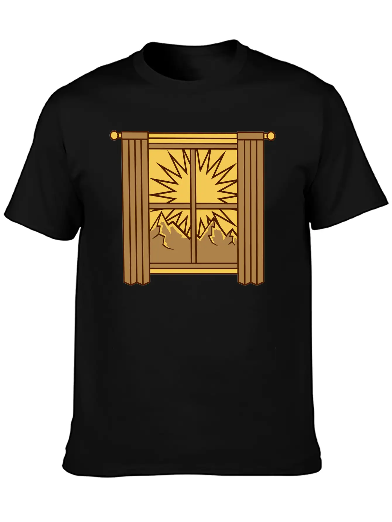 View Mountains Window Curtain Classic Cotton Tee – Unisex Comfort For Any Season
