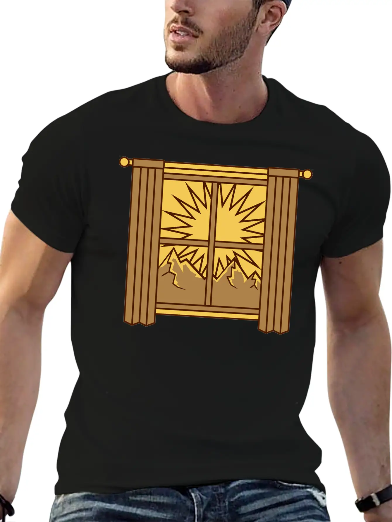 View Mountains Window Curtain Classic Cotton Tee – Unisex Comfort For Any Season