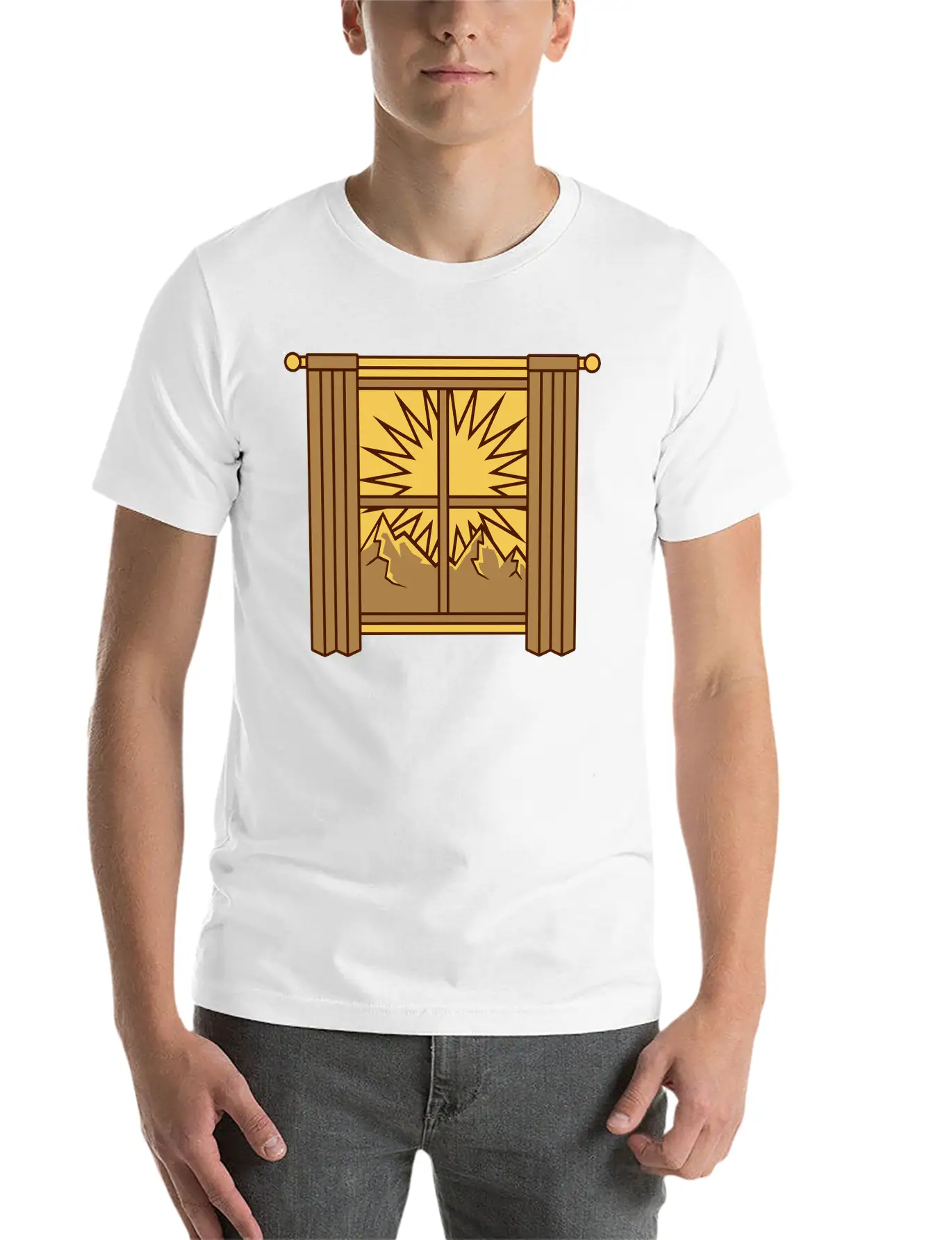 View Mountains Window Curtain Classic Cotton Tee – Unisex Comfort For Any Season