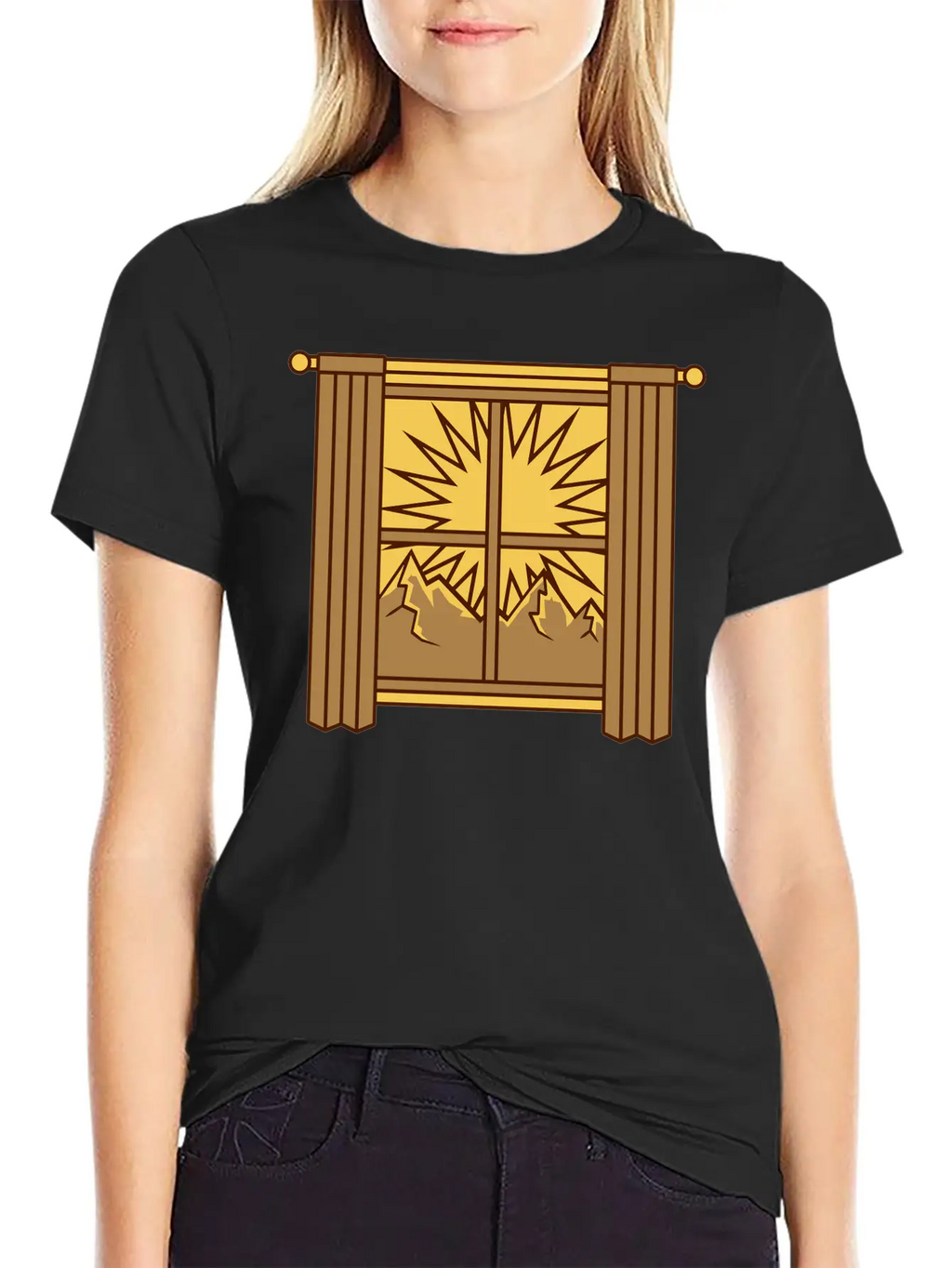 View Mountains Window Curtain Classic Cotton Tee – Unisex Comfort For Any Season