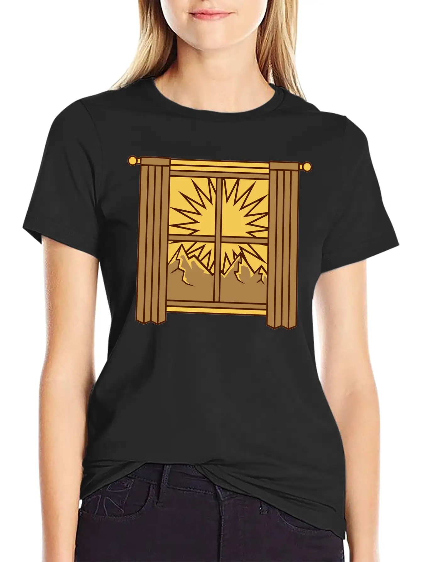 View Mountains Window Curtain Classic Cotton Tee – Unisex Comfort For Any Season