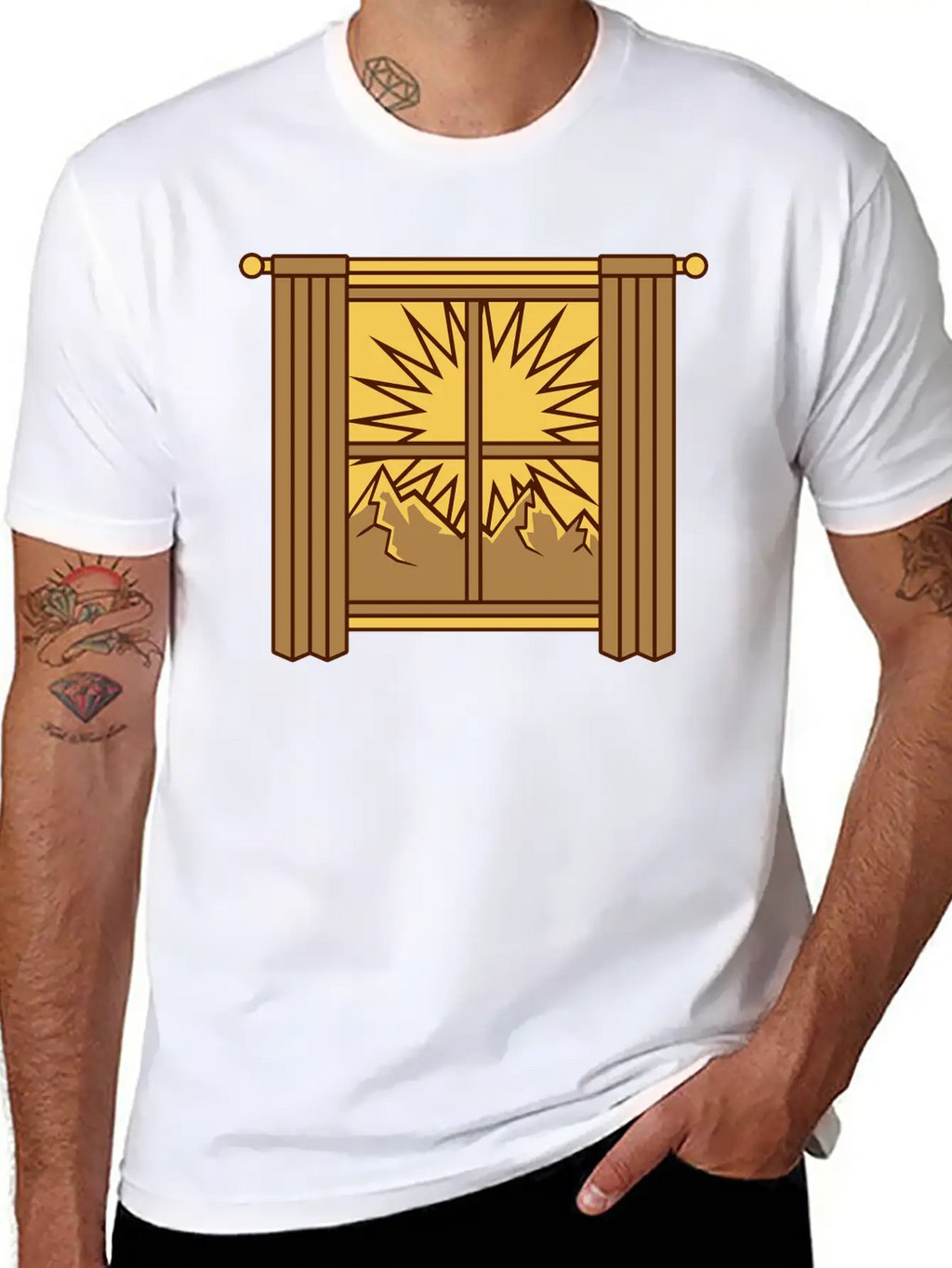 View Mountains Window Curtain Classic Cotton Tee – Unisex Comfort For Any Season