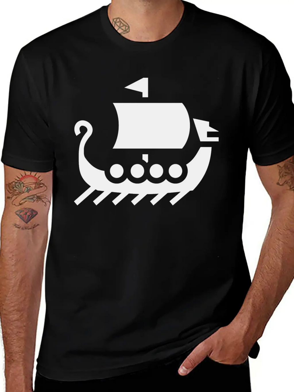 Vikings Wickinger Warrior Vikingboat Boot39 Basic Graphic T-Shirt – Daily Comfort In Soft Cotton