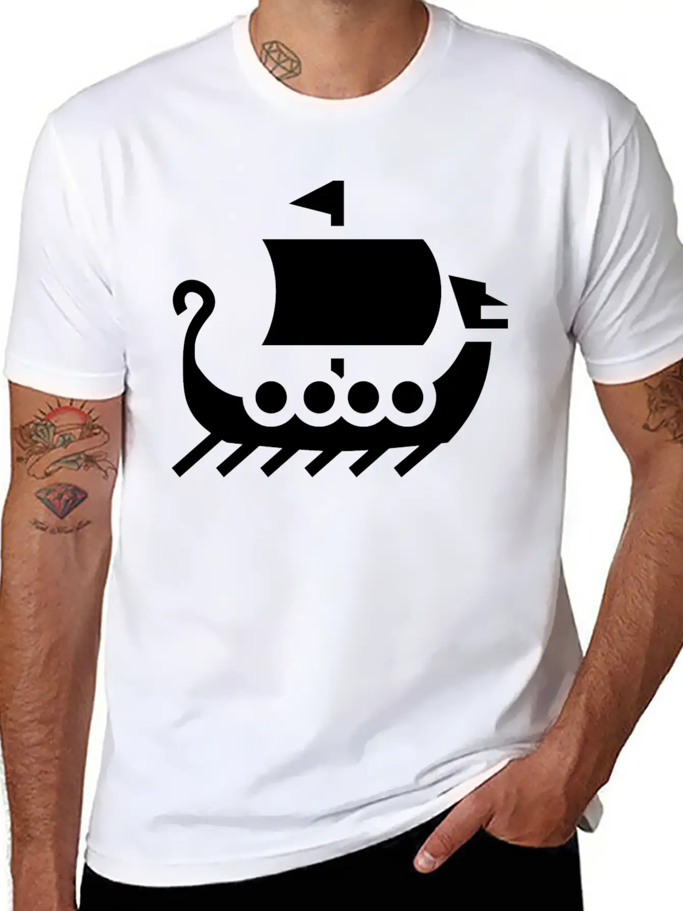 Vikings Wickinger Warrior Vikingboat Boot39 Basic Graphic T-Shirt – Daily Comfort In Soft Cotton