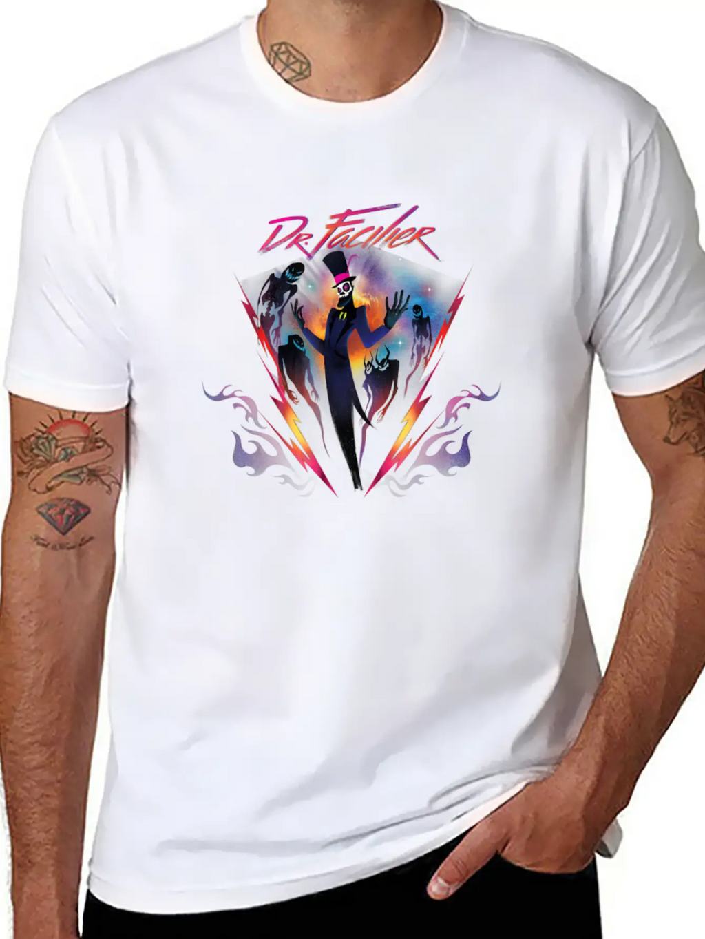 Villains Dr Facilier 90s Rock Band Neon Unisex Casual T-Shirt – Clean Design For Daily Comfort