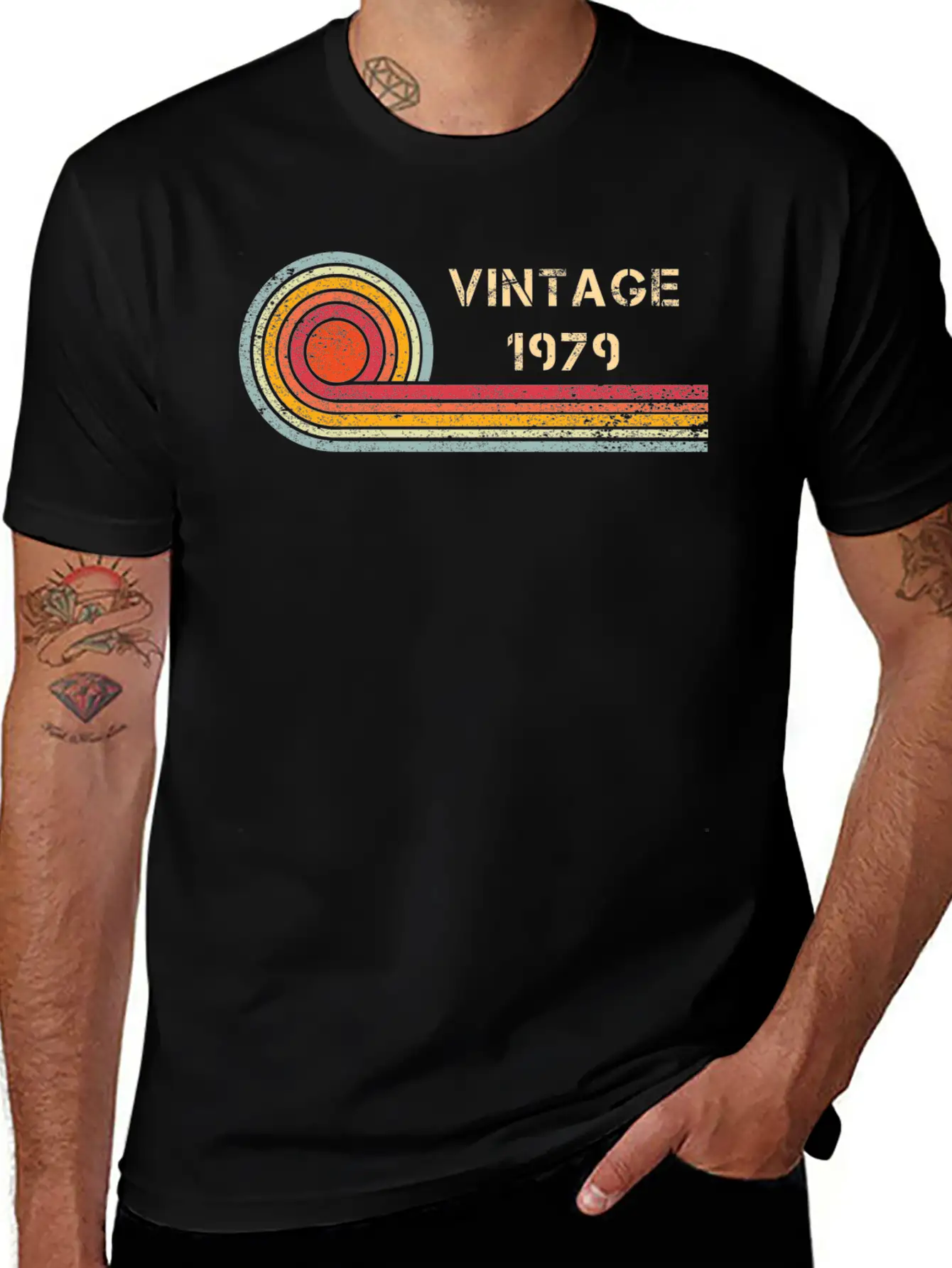 Vintage 1979 Birthday Retro Design Basic Graphic T-Shirt – Daily Comfort In Soft Cotton