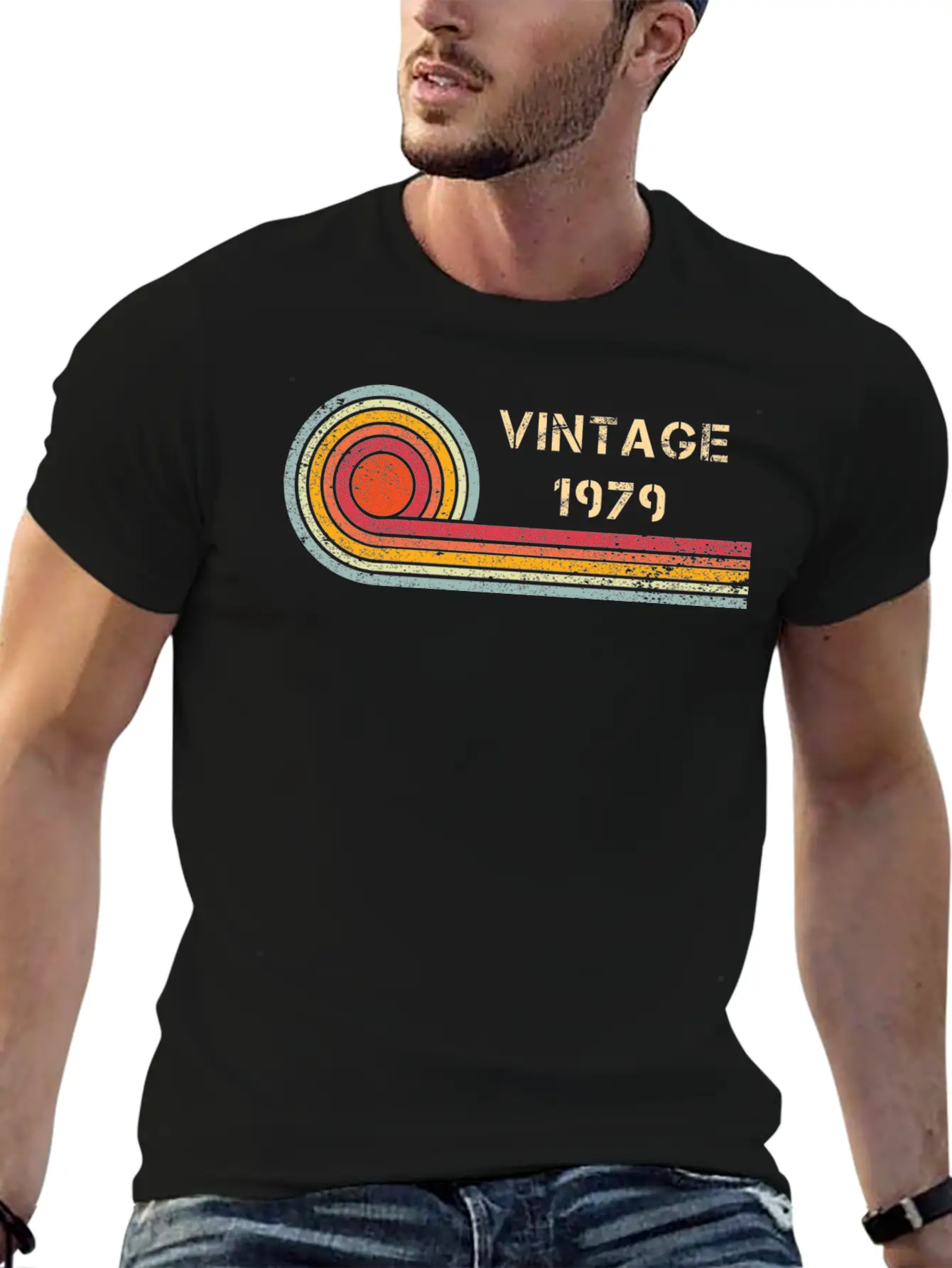 Vintage 1979 Birthday Retro Design Basic Graphic T-Shirt – Daily Comfort In Soft Cotton