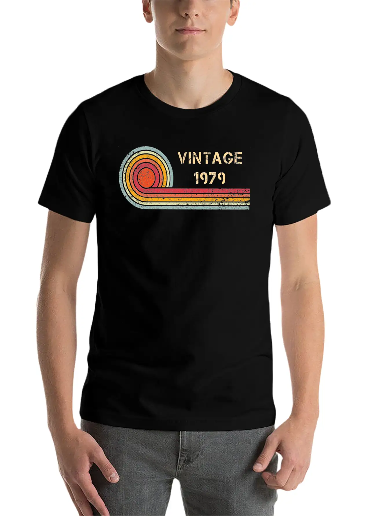 Vintage 1979 Birthday Retro Design Basic Graphic T-Shirt – Daily Comfort In Soft Cotton