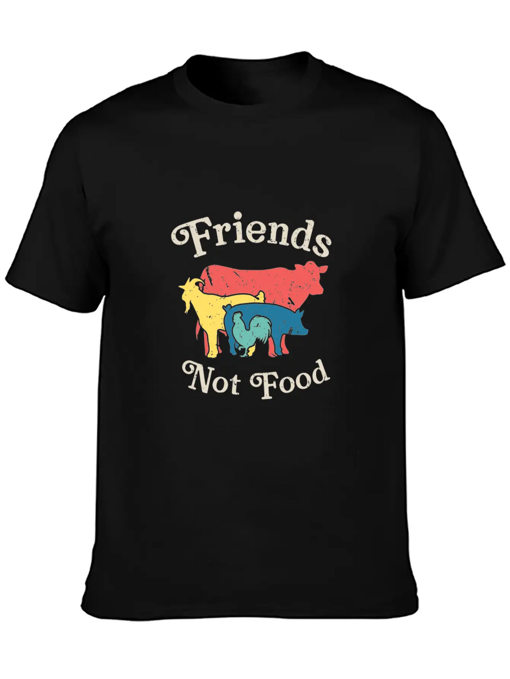 Vintage Friends Not Food Vegan Vegetarian Macrobio Unisex Casual T-Shirt – Clean Design For Daily Comfort