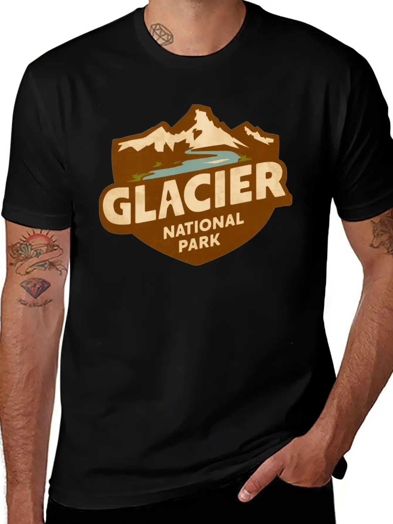 Vintage Glacier National Park Relaxed Everyday Tee – Lightweight And Durable Cotton