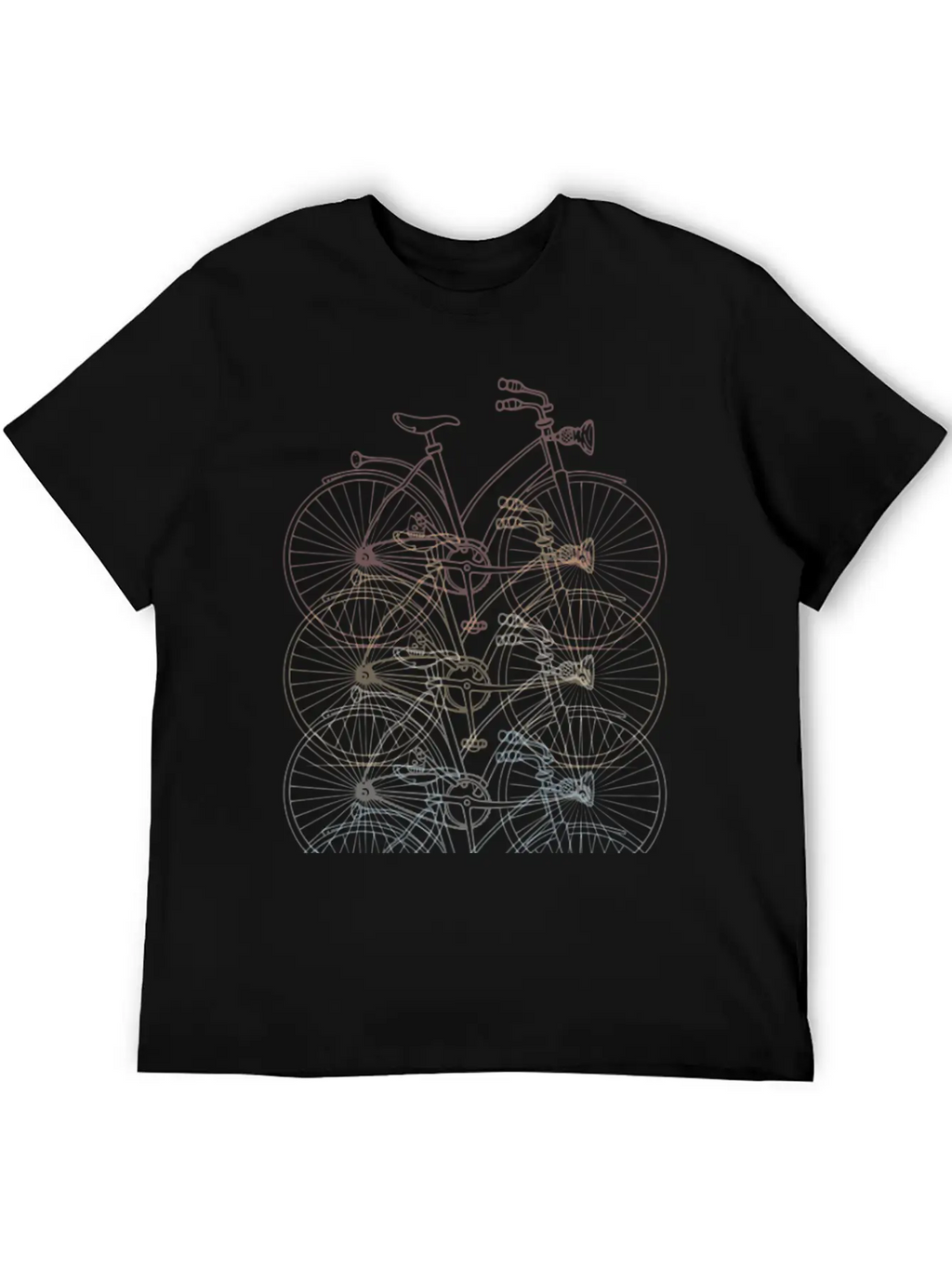 Vintage Gradient Bicycle Art – Retro Cycling Aesth Essential Cotton Tee For Daily Outfits – Unisex Style