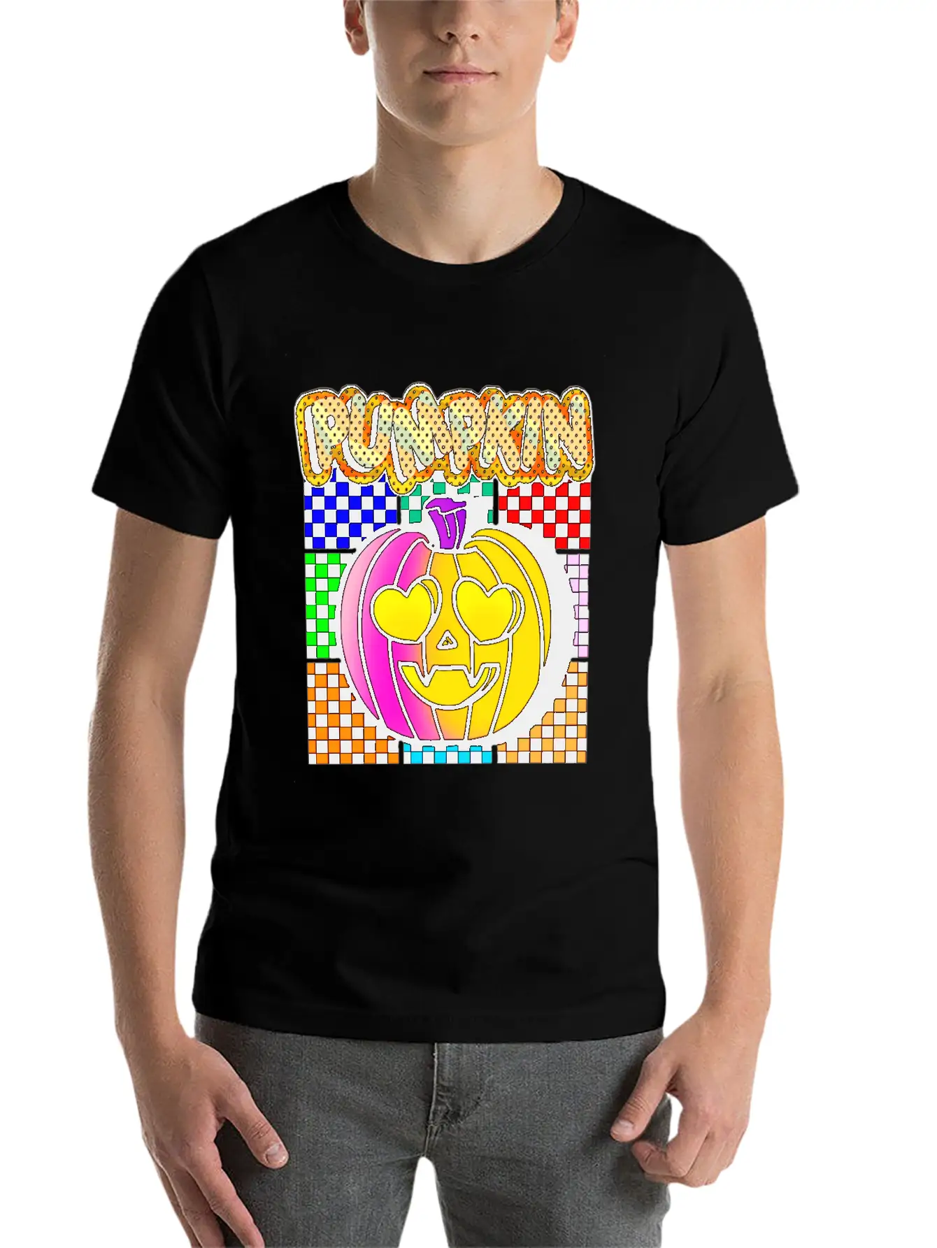Vintage Pumpkin Retro Pop Art Halloween Pumpkin Stylish Everyday T-Shirt – Unisex Basic Cotton Tee