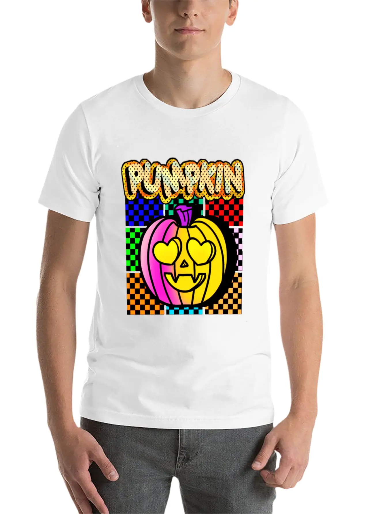 Vintage Pumpkin Retro Pop Art Halloween Pumpkin Stylish Everyday T-Shirt – Unisex Basic Cotton Tee