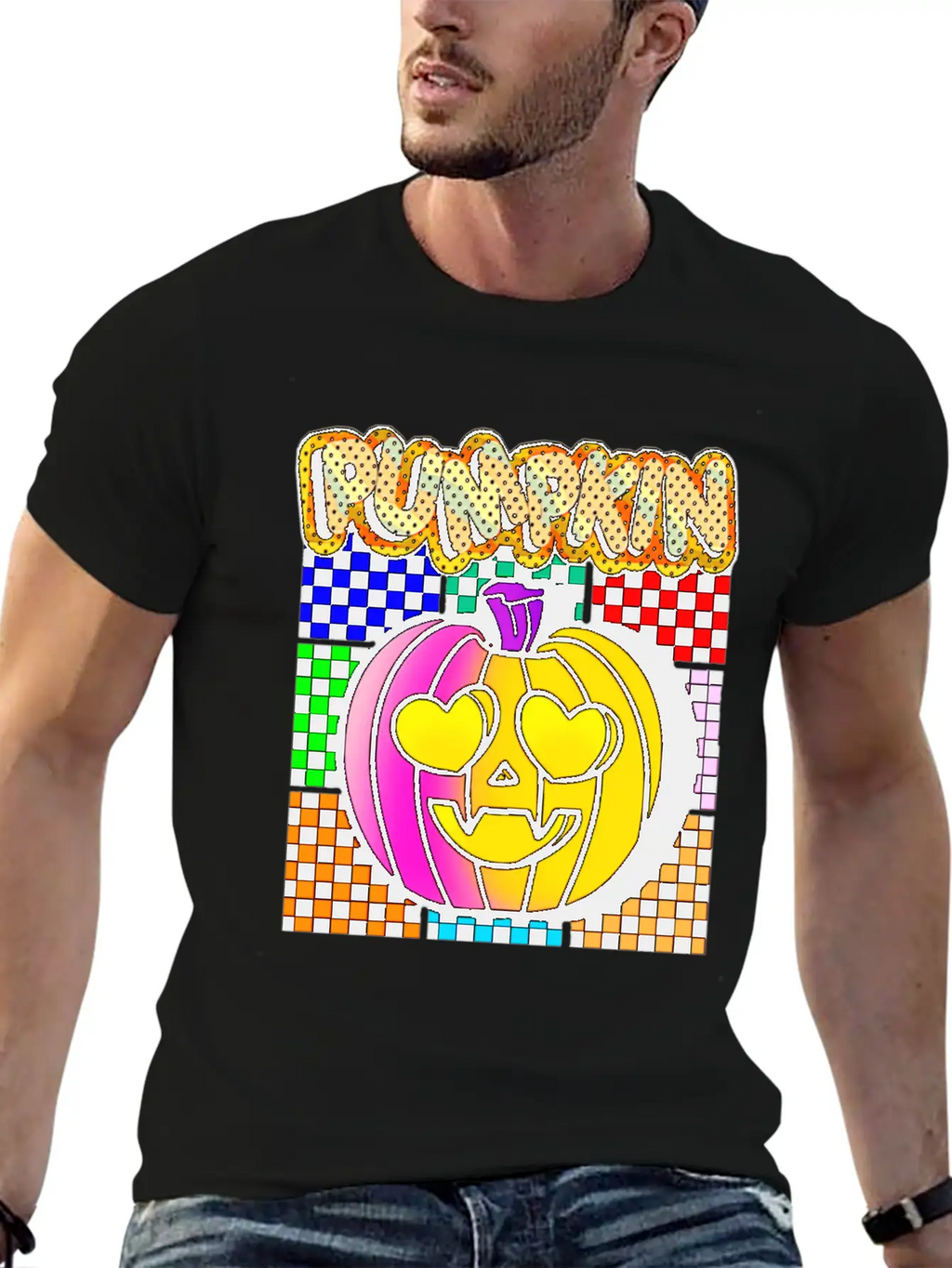 Vintage Pumpkin Retro Pop Art Halloween Pumpkin Stylish Everyday T-Shirt – Unisex Basic Cotton Tee