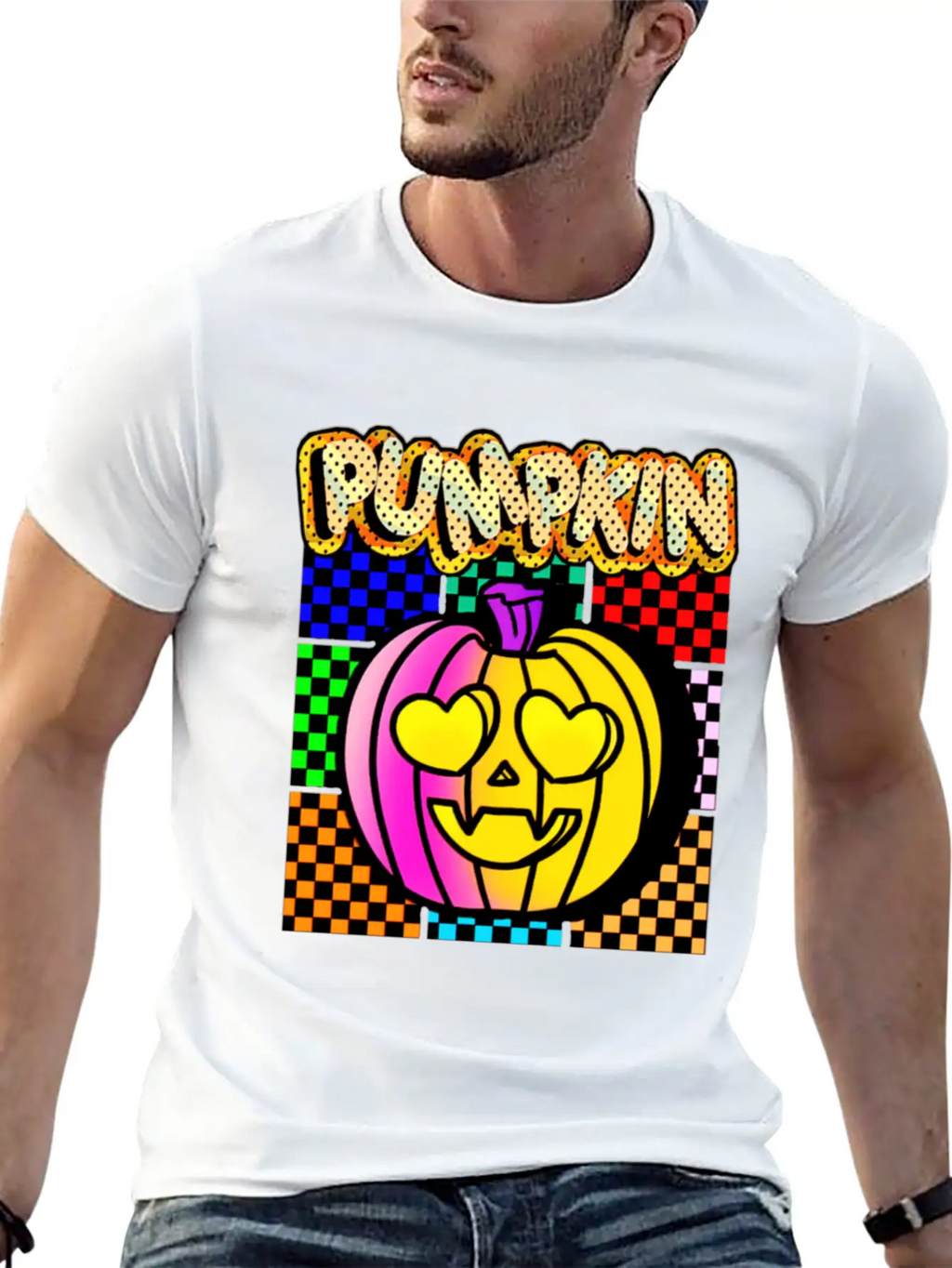 Vintage Pumpkin Retro Pop Art Halloween Pumpkin Stylish Everyday T-Shirt – Unisex Basic Cotton Tee