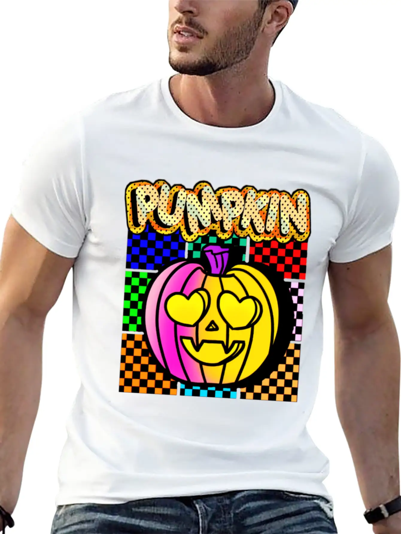 Vintage Pumpkin Retro Pop Art Halloween Pumpkin Stylish Everyday T-Shirt – Unisex Basic Cotton Tee