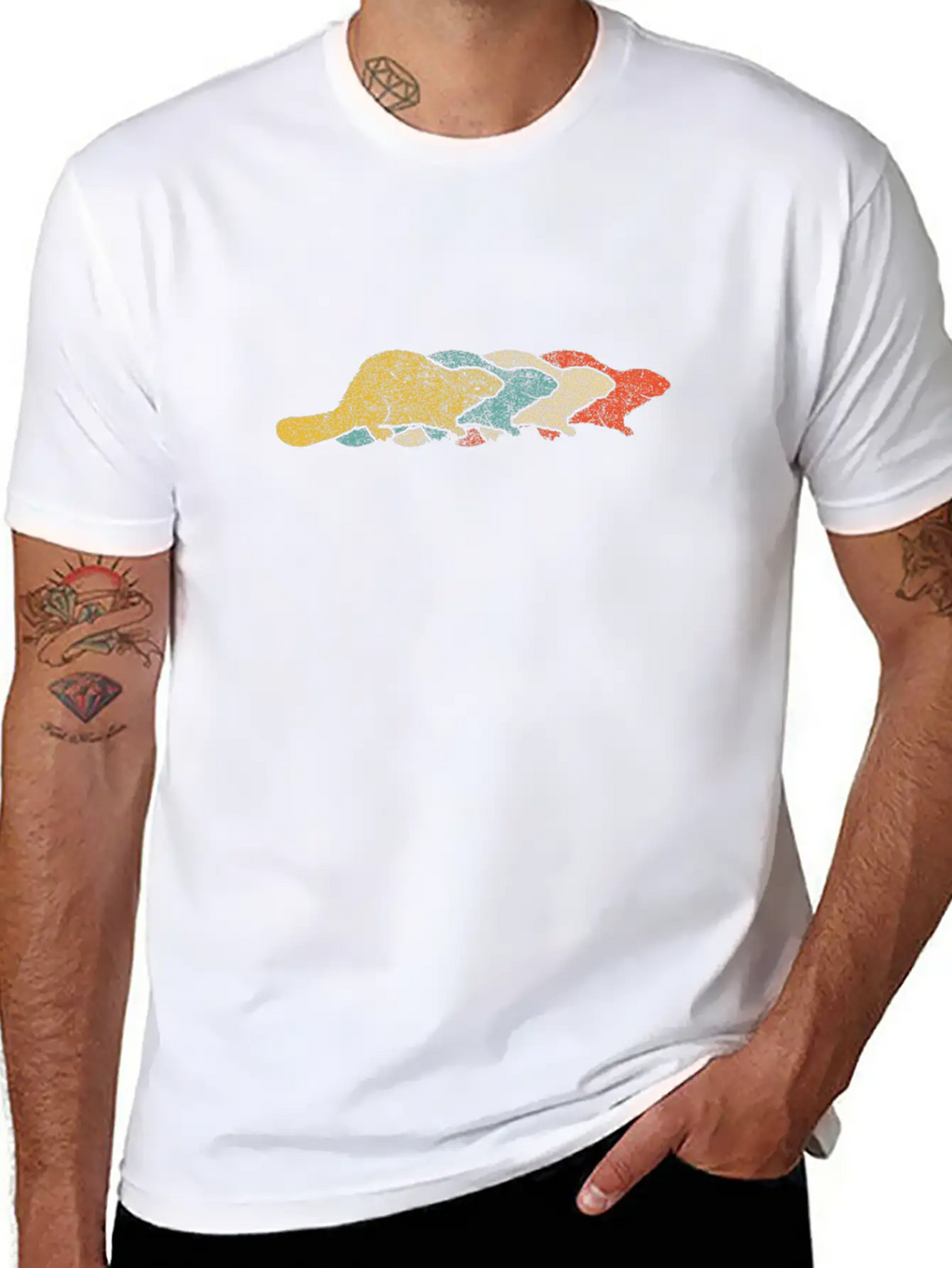 Vintage Retro Pop Art Beaver Animal Essential Cotton Tee For Daily Outfits – Unisex Style