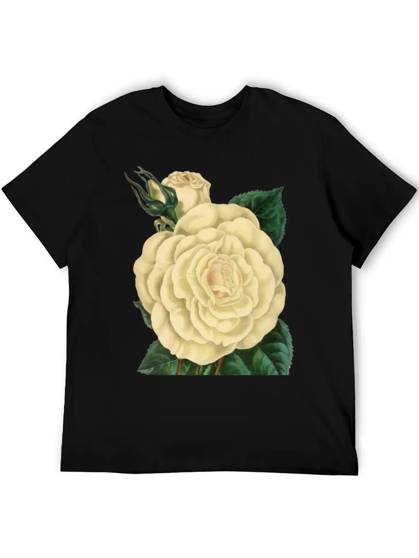 Vintage Rose Illustration Essential Cotton Tee For Daily Outfits – Unisex Style