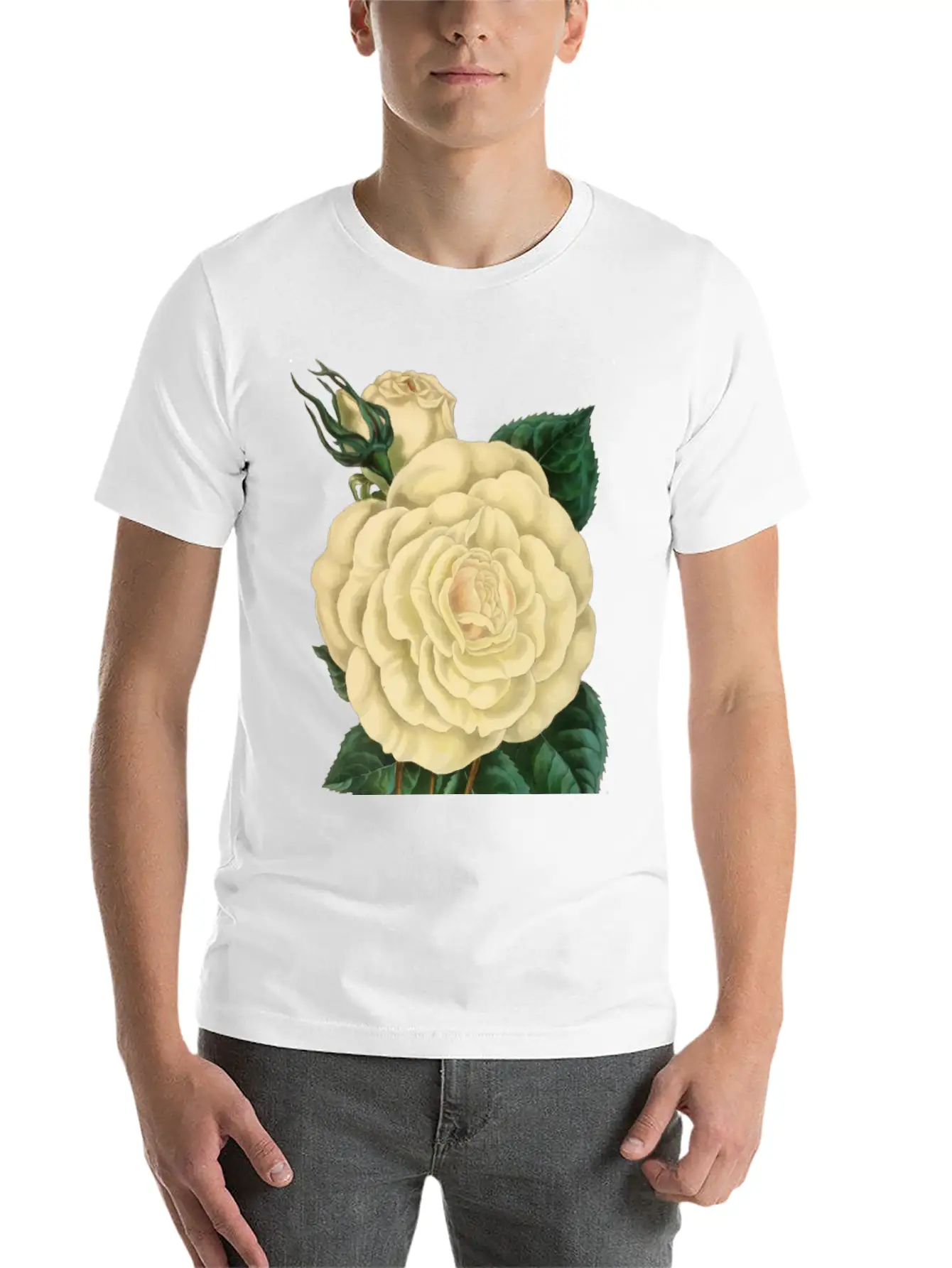 Vintage Rose Illustration Essential Cotton Tee For Daily Outfits – Unisex Style