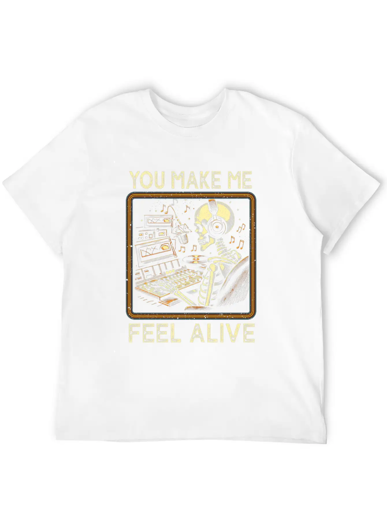 Vintage Skeleton Funny Music Producer Classic Cotton Tee – Unisex Comfort For Any Season
