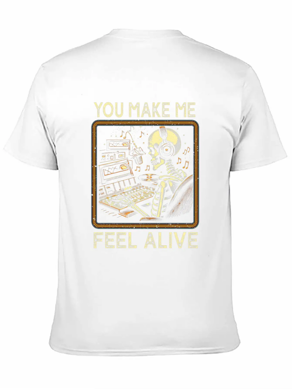 Vintage Skeleton Funny Music Producer Classic Cotton Tee – Unisex Comfort For Any Season